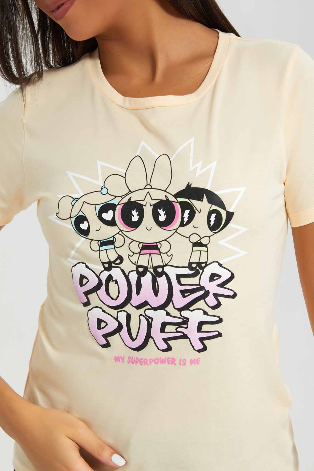 Redtag-Blush-Powerpuff-Printed-T-Shirt-Category:T-Shirts,-Colour:Apricot,-Deals:New-In,-Filter:Women's-Clothing,-New-In-Women-APL,-Non-Sale,-Section:Women,-TBL,-W22A,-Women-T-Shirts-Women's-