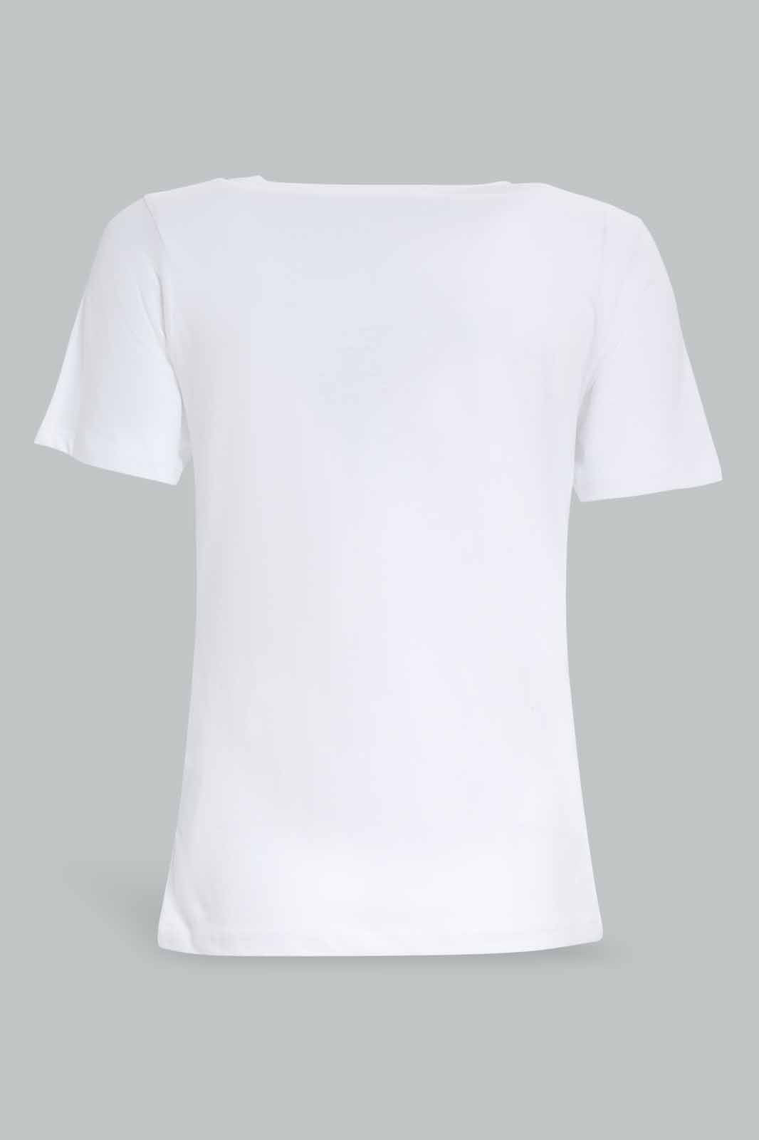 Redtag-White-Fashionista-Embellished-T-Shirt-Category:T-Shirts,-Colour:White,-Deals:New-In,-Filter:Women's-Clothing,-New-In-Women-APL,-Non-Sale,-Section:Women,-TBL,-W22A,-Women-T-Shirts-Women's-