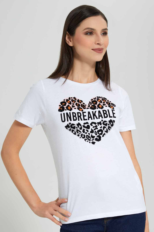 Redtag-Olive-Unbreakable-Embellished-T-Shirt-Category:T-Shirts,-Colour:Olive,-Deals:New-In,-Filter:Women's-Clothing,-New-In-Women-APL,-Non-Sale,-Section:Women,-TBL,-W22A,-Women-T-Shirts-Women's-