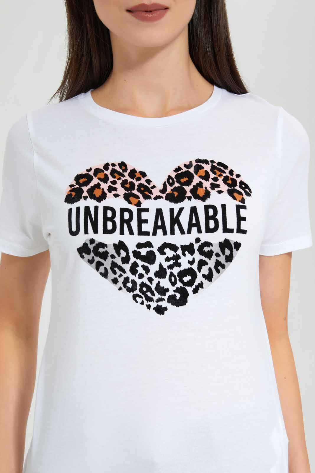 Redtag-Olive-Unbreakable-Embellished-T-Shirt-Category:T-Shirts,-Colour:Olive,-Deals:New-In,-Filter:Women's-Clothing,-New-In-Women-APL,-Non-Sale,-Section:Women,-TBL,-W22A,-Women-T-Shirts-Women's-