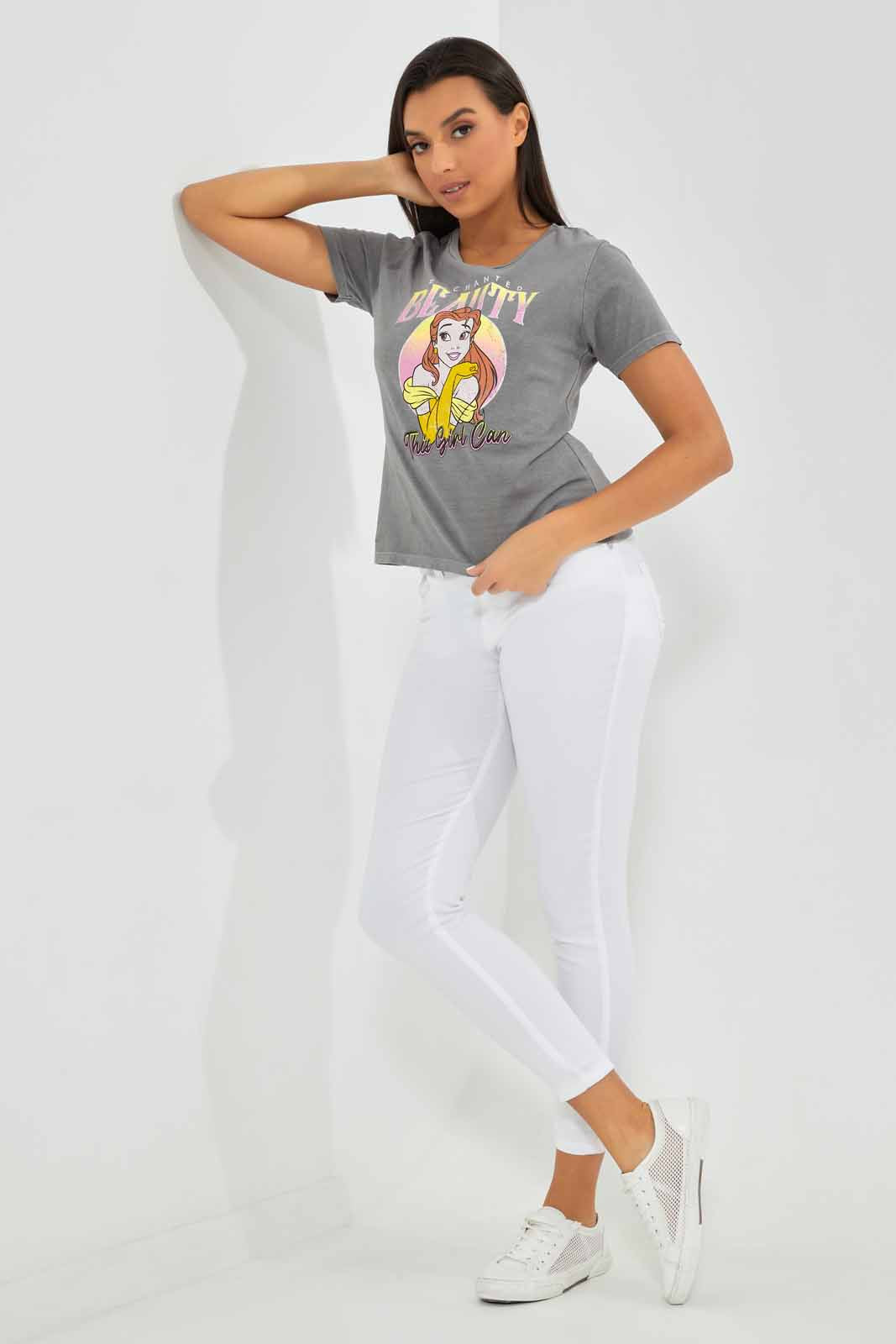 Redtag-Charcoal-Belle-Princess-Printed-T-Shirt-Category:T-Shirts,-Colour:Charcoal,-Deals:New-In,-Filter:Women's-Clothing,-New-In-Women-APL,-Non-Sale,-Section:Women,-TBL,-W22A,-Women-T-Shirts-Women's-