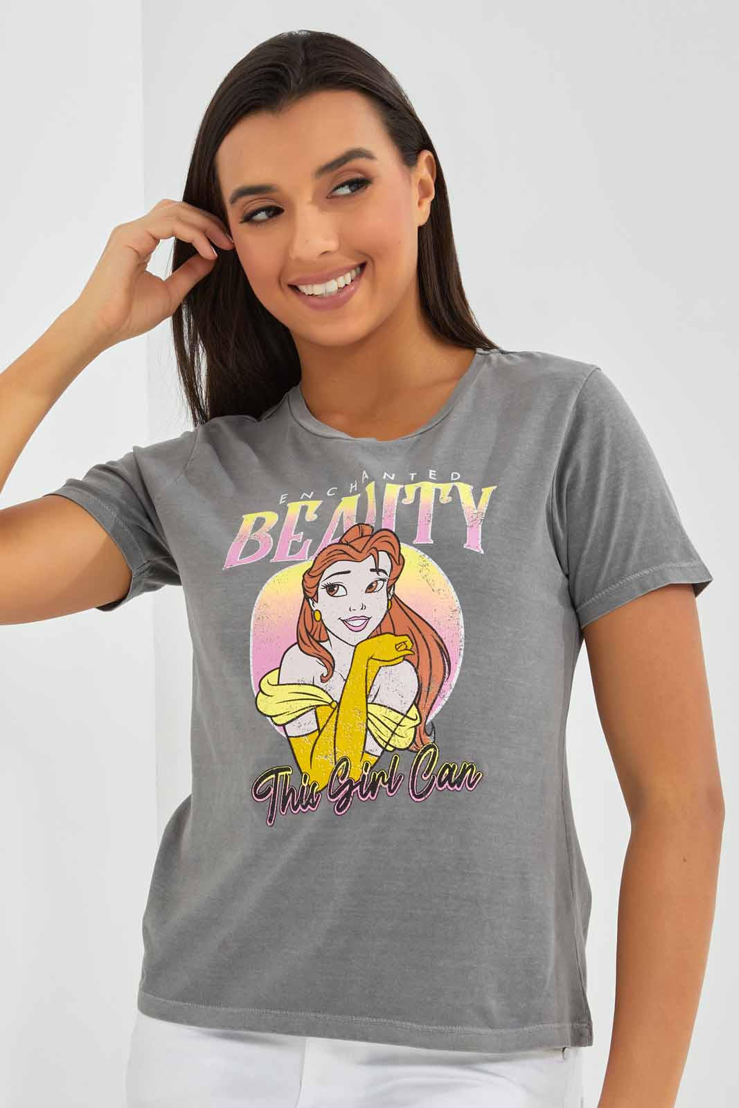 Redtag-Charcoal-Belle-Princess-Printed-T-Shirt-Category:T-Shirts,-Colour:Charcoal,-Deals:New-In,-Filter:Women's-Clothing,-New-In-Women-APL,-Non-Sale,-Section:Women,-TBL,-W22A,-Women-T-Shirts-Women's-