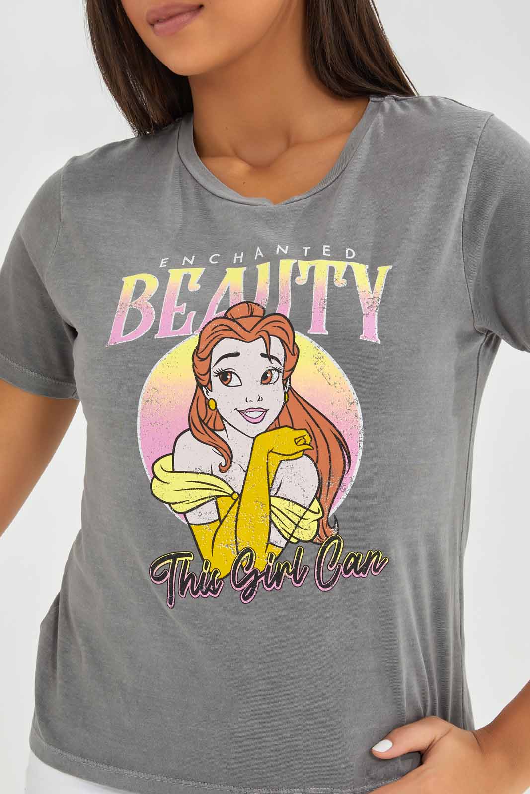 Redtag-Charcoal-Belle-Princess-Printed-T-Shirt-Category:T-Shirts,-Colour:Charcoal,-Deals:New-In,-Filter:Women's-Clothing,-New-In-Women-APL,-Non-Sale,-Section:Women,-TBL,-W22A,-Women-T-Shirts-Women's-