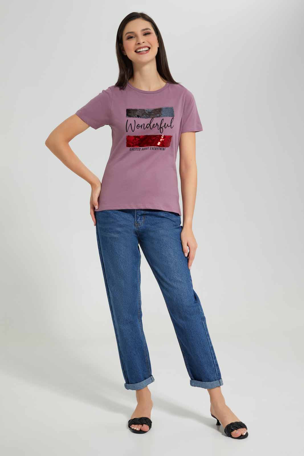 Redtag-Pale-Pink-Blush-Wonderful-Embellished-T-Shirt-Category:T-Shirts,-Colour:Apricot,-Deals:New-In,-Filter:Women's-Clothing,-New-In-Women-APL,-Non-Sale,-Section:Women,-TBL,-W22A,-Women-T-Shirts-Women's-