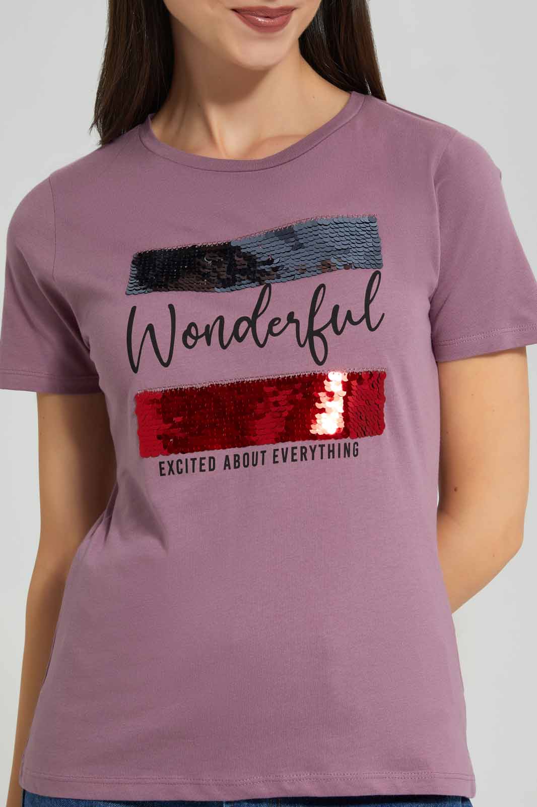 Redtag-Pale-Pink-Blush-Wonderful-Embellished-T-Shirt-Category:T-Shirts,-Colour:Apricot,-Deals:New-In,-Filter:Women's-Clothing,-New-In-Women-APL,-Non-Sale,-Section:Women,-TBL,-W22A,-Women-T-Shirts-Women's-