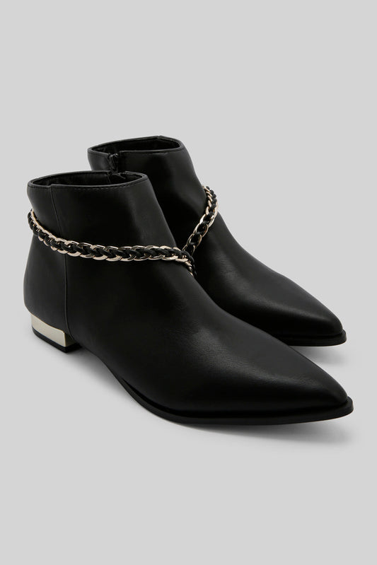 Redtag-Black-Ankle-Boot-With-Chain-Trim-Category:Boots,-Colour:Black,-Deals:New-In,-Filter:Women's-Footwear,-New-In-Women-FOO,-Non-Sale,-Section:Women,-W22B,-Women-Boots-Women's-