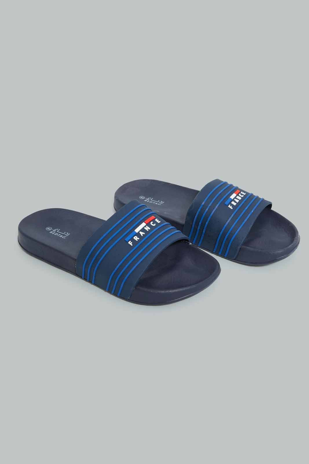 Redtag-Navy-France-Embossed-Slide-Category:Flip-Flops,-Colour:Navy,-Deals:New-In,-Filter:Men's-Footwear,-Men-Flip-Flops,-New-In-Men-FOO,-Non-Sale,-Section:Men,-W22B-Men's-