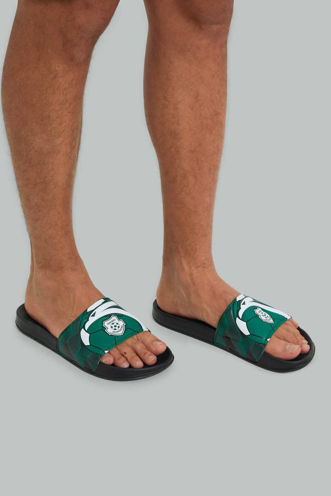 Redtag-Black-Printed-Ksa-Embossed-Slide-Category:Flip-Flops,-Colour:Black,-Deals:New-In,-Filter:Men's-Footwear,-Men-Flip-Flops,-New-In-Men-FOO,-Non-Sale,-Section:Men,-W22B-Men's-