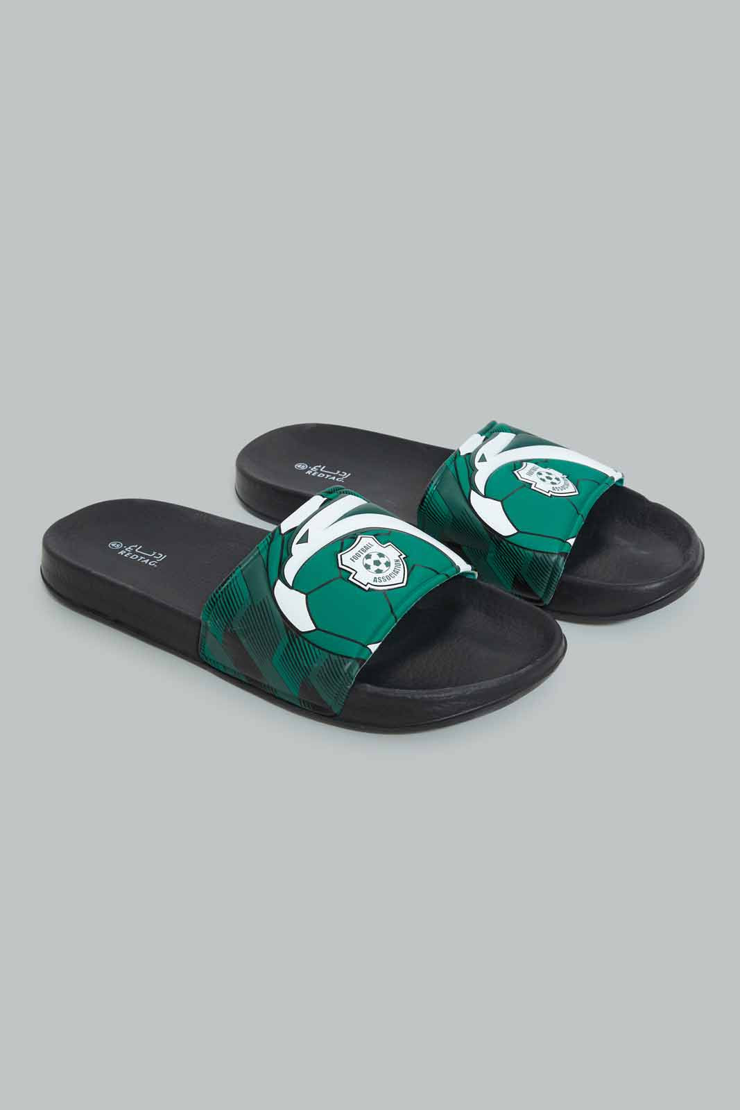 Redtag-Black-Printed-Ksa-Embossed-Slide-Category:Flip-Flops,-Colour:Black,-Deals:New-In,-Filter:Men's-Footwear,-Men-Flip-Flops,-New-In-Men-FOO,-Non-Sale,-Section:Men,-W22B-Men's-