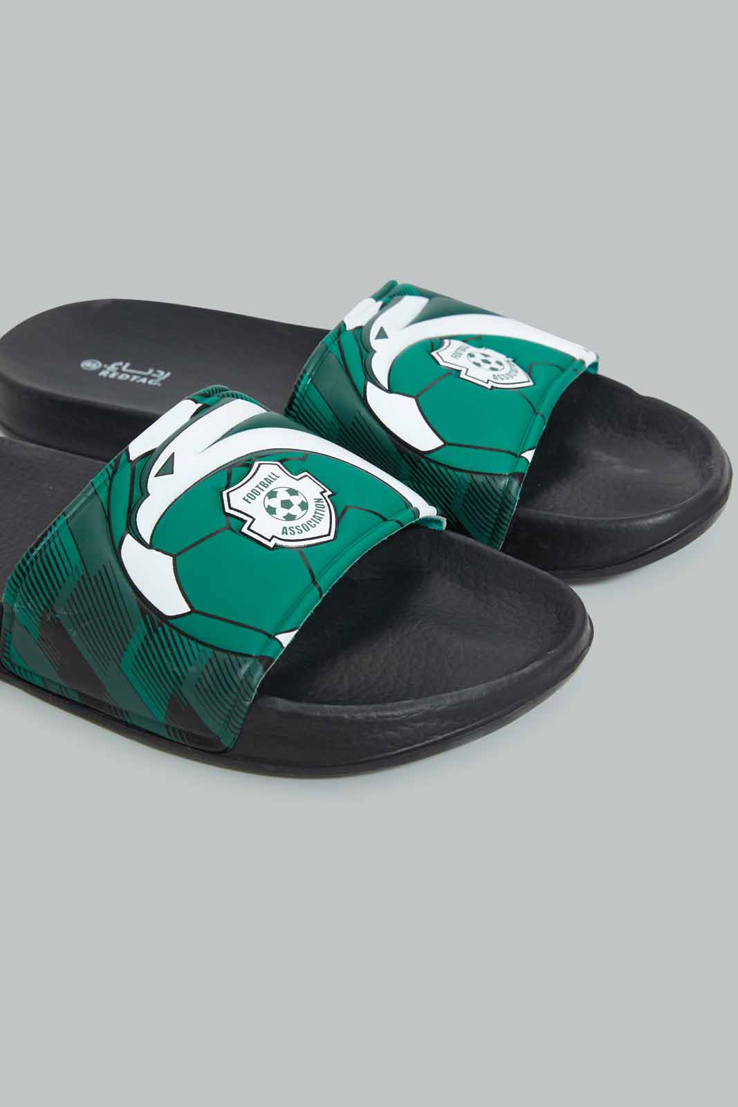 Redtag-Black-Printed-Ksa-Embossed-Slide-Category:Flip-Flops,-Colour:Black,-Deals:New-In,-Filter:Men's-Footwear,-Men-Flip-Flops,-New-In-Men-FOO,-Non-Sale,-Section:Men,-W22B-Men's-