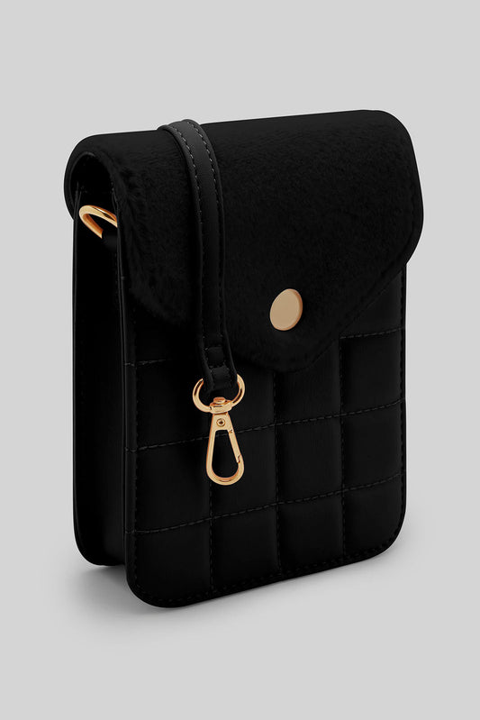Redtag-Black-Quilting-Mobile-Pouches-Category:Bags,-Colour:Black,-Dept:Ladieswear,-Filter:Women's-Accessories,-New-In,-New-In-Women-ACC,-Non-Sale,-Section:Women,-W22B,-Women-Bags-Women-