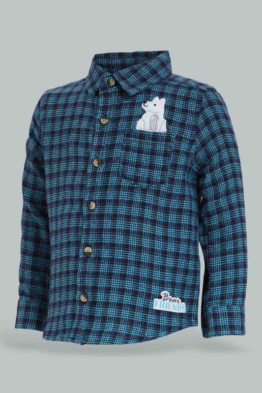 Redtag-Navy-Long-Slv-Check-Shirts-With-Pocket-Print-Category:Shirts,-Colour:Navy,-Deals:New-In,-Filter:Infant-Boys-(3-to-24-Mths),-INB-Shirts,-New-In-INB-APL,-Non-Sale,-Section:Boys-(0-to-14Yrs),-W22A-Infant-Boys-3 to 24 Months