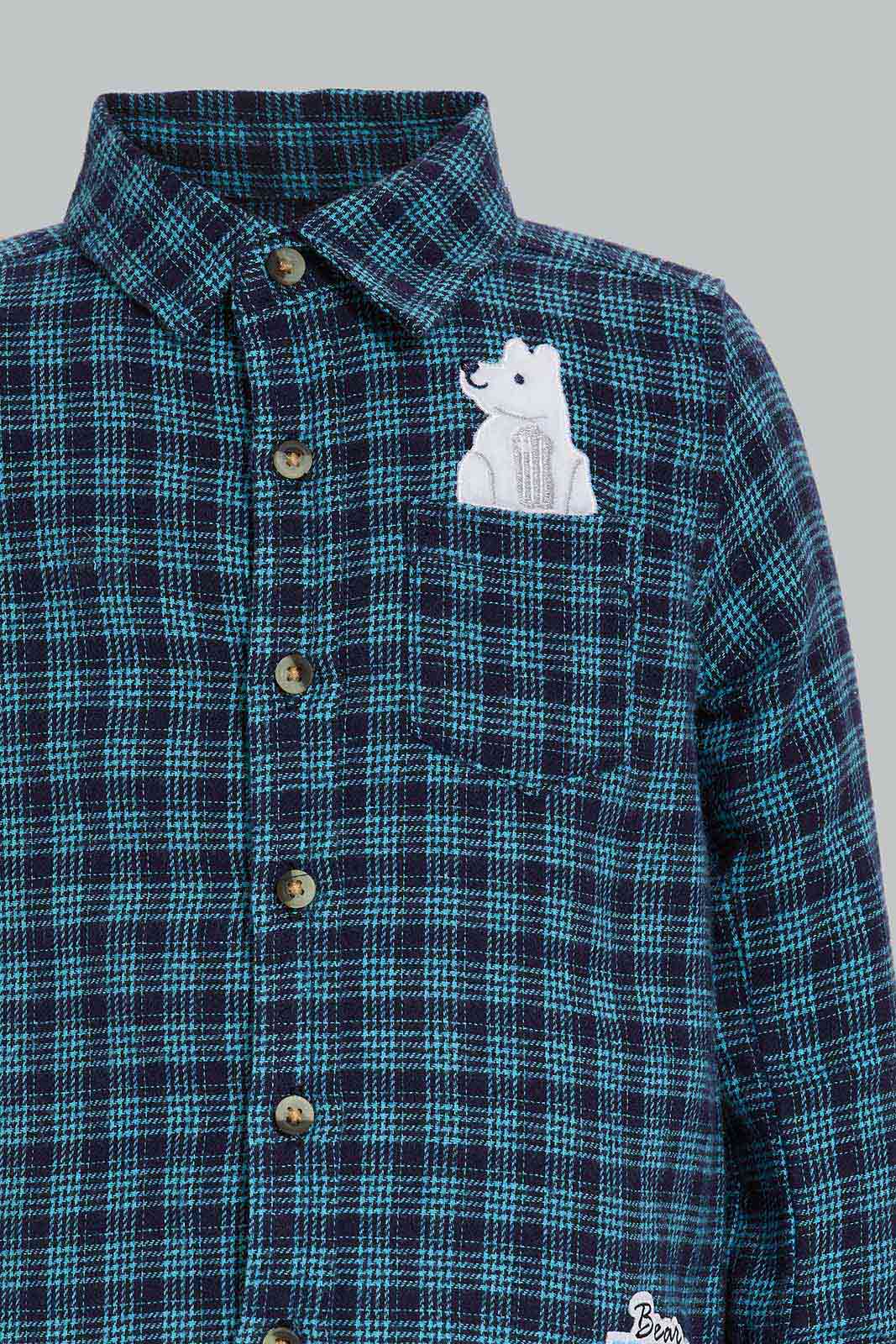 Redtag-Navy-Long-Slv-Check-Shirts-With-Pocket-Print-Category:Shirts,-Colour:Navy,-Deals:New-In,-Filter:Infant-Boys-(3-to-24-Mths),-INB-Shirts,-New-In-INB-APL,-Non-Sale,-Section:Boys-(0-to-14Yrs),-W22A-Infant-Boys-3 to 24 Months