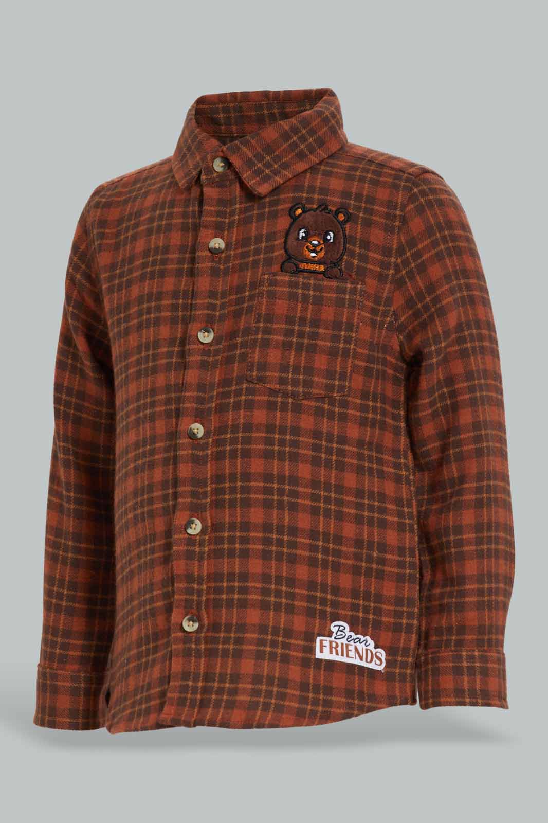 Redtag-Beige-Long-Slv-Check-Shirts-With-Pocket-Print-Category:Shirts,-Colour:Beige,-Deals:New-In,-Filter:Infant-Boys-(3-to-24-Mths),-INB-Shirts,-New-In-INB-APL,-Non-Sale,-Section:Boys-(0-to-14Yrs),-W22A-Infant-Boys-3 to 24 Months
