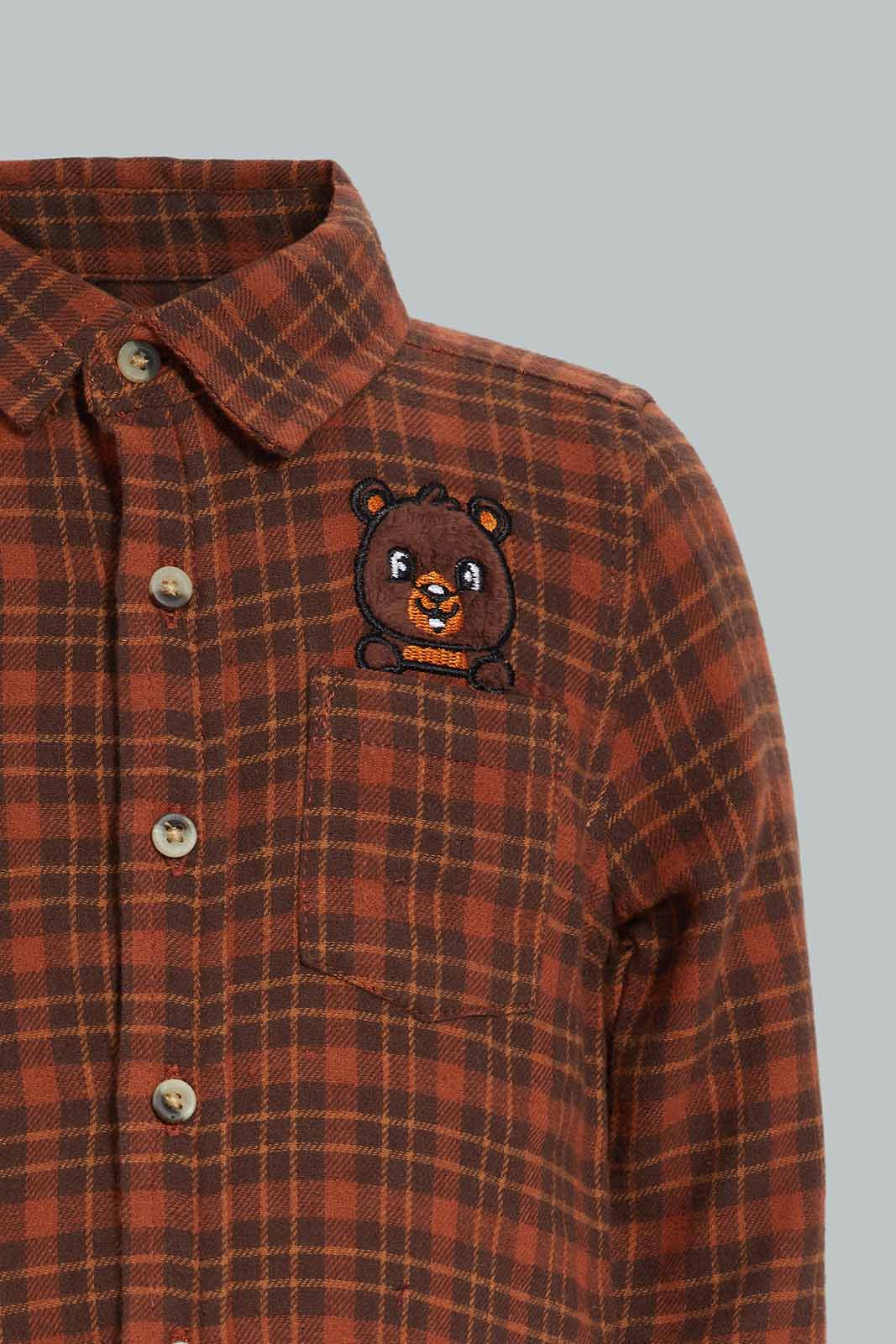 Redtag-Beige-Long-Slv-Check-Shirts-With-Pocket-Print-Category:Shirts,-Colour:Beige,-Deals:New-In,-Filter:Infant-Boys-(3-to-24-Mths),-INB-Shirts,-New-In-INB-APL,-Non-Sale,-Section:Boys-(0-to-14Yrs),-W22A-Infant-Boys-3 to 24 Months