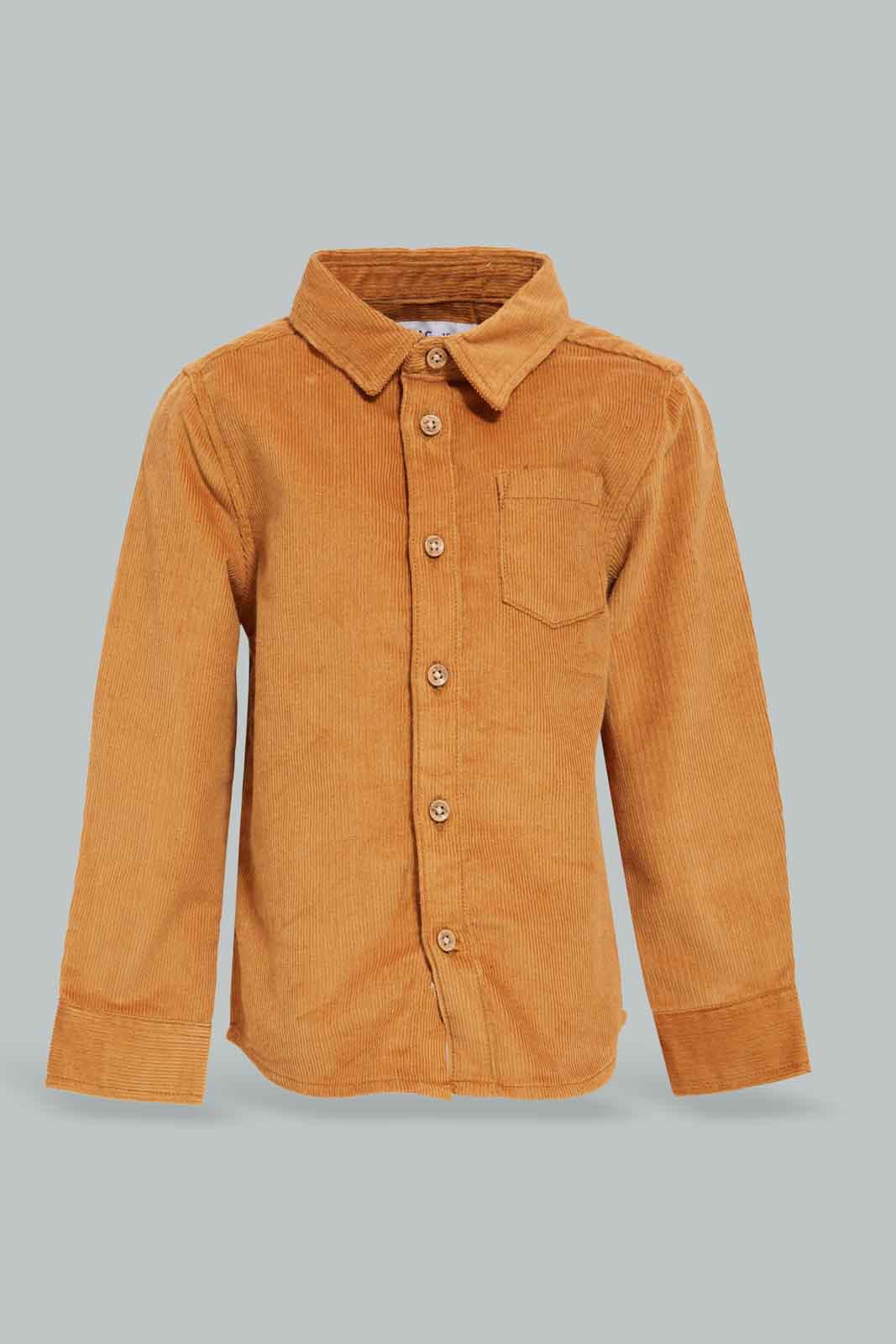 Redtag-Brown-Cord-Shirt-Category:Shirts,-Colour:Brown,-Deals:New-In,-Filter:Infant-Boys-(3-to-24-Mths),-INB-Shirts,-New-In-INB-APL,-Non-Sale,-Section:Boys-(0-to-14Yrs),-W22B-Infant-Boys-3 to 24 Months