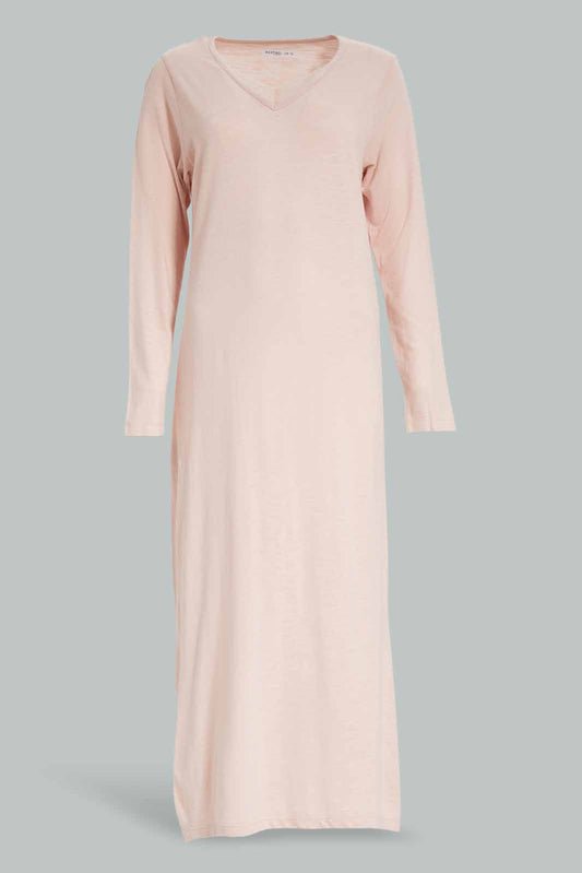 Redtag-Pale-Pink-Women-Fullsleeve-Solid-Nightgown-Category:Nightgowns,-Colour:Apricot,-Deals:New-In,-Filter:Women's-Clothing,-New-In-Women-APL,-Non-Sale,-Section:Women,-W22A,-Women-Nightgowns--