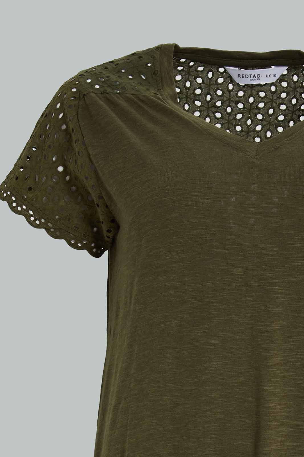 Redtag-Olive-Women-Shortsleeve-Solid-Nightgown-Category:Nightgowns,-Colour:Olive,-Deals:New-In,-Filter:Women's-Clothing,-New-In-Women-APL,-Non-Sale,-Section:Women,-W22A,-Women-Nightgowns--