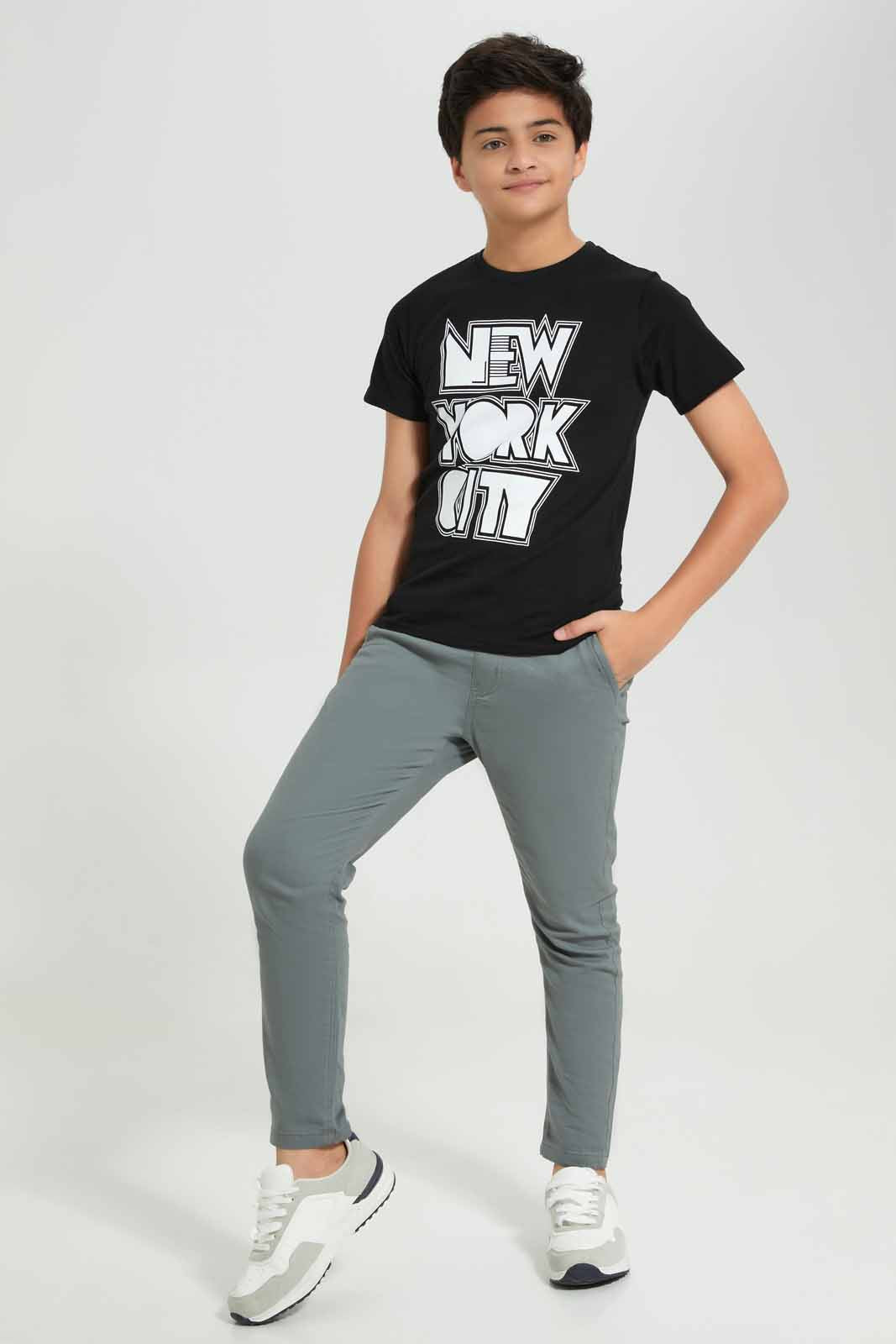 Redtag-Black-New-York-City-Graphic-Tee-BSR-T-Shirts,-Category:T-Shirts,-Colour:Black,-Deals:New-In,-Filter:Senior-Boys-(8-to-14-Yrs),-New-In-BSR-APL,-Non-Sale,-Section:Boys-(0-to-14Yrs),-TBL,-W22A-Senior-Boys-9 to 14 Years