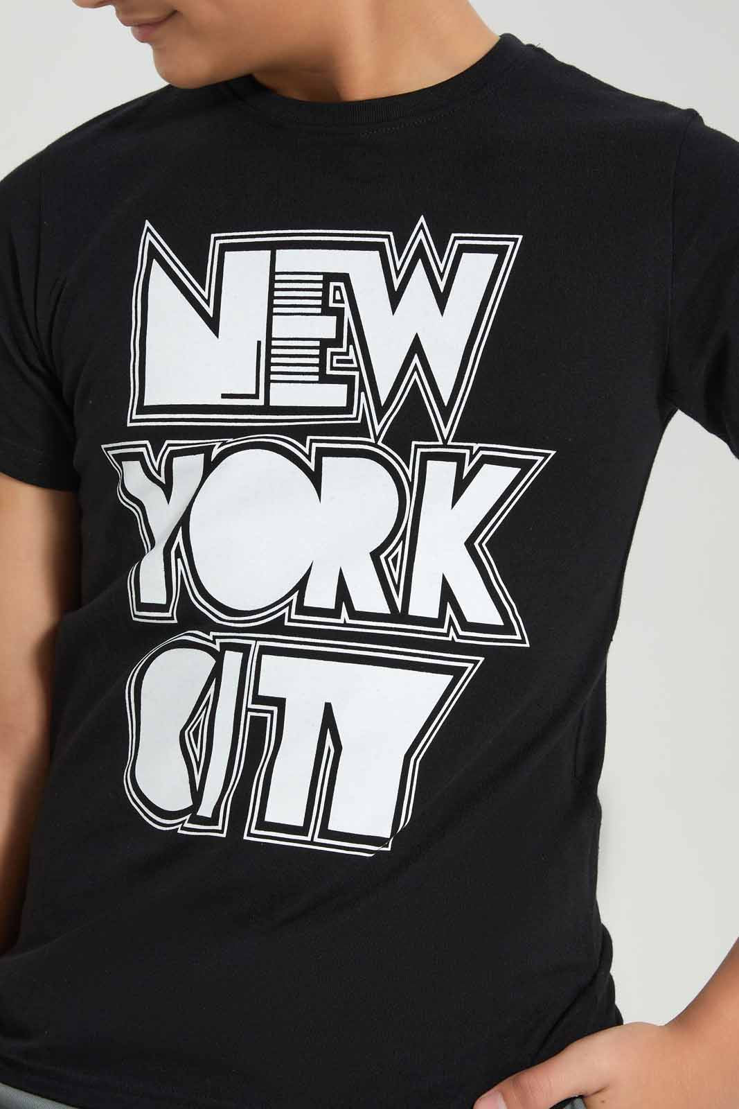 Redtag-Black-New-York-City-Graphic-Tee-BSR-T-Shirts,-Category:T-Shirts,-Colour:Black,-Deals:New-In,-Filter:Senior-Boys-(8-to-14-Yrs),-New-In-BSR-APL,-Non-Sale,-Section:Boys-(0-to-14Yrs),-TBL,-W22A-Senior-Boys-9 to 14 Years