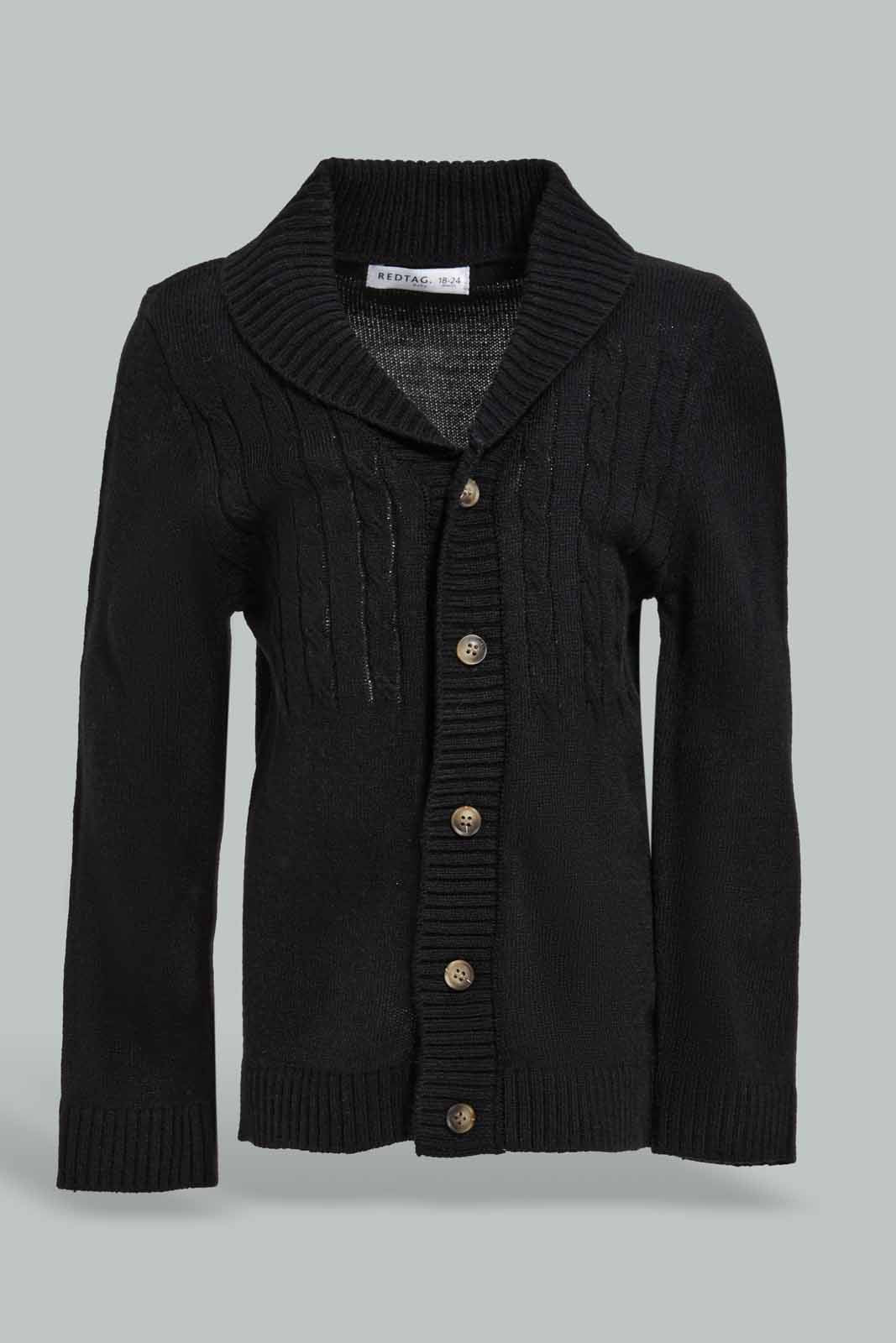 Redtag-Button-Up-Navy-Fairisle-With-Roll-Up-Collar-Cardigan-Category:Cardigans,-Colour:Navy,-Deals:New-In,-Filter:Infant-Boys-(3-to-24-Mths),-INB-Cardigans,-New-In-INB-APL,-Non-Sale,-Section:Boys-(0-to-14Yrs),-W22B-Infant-Boys-3 to 24 Months