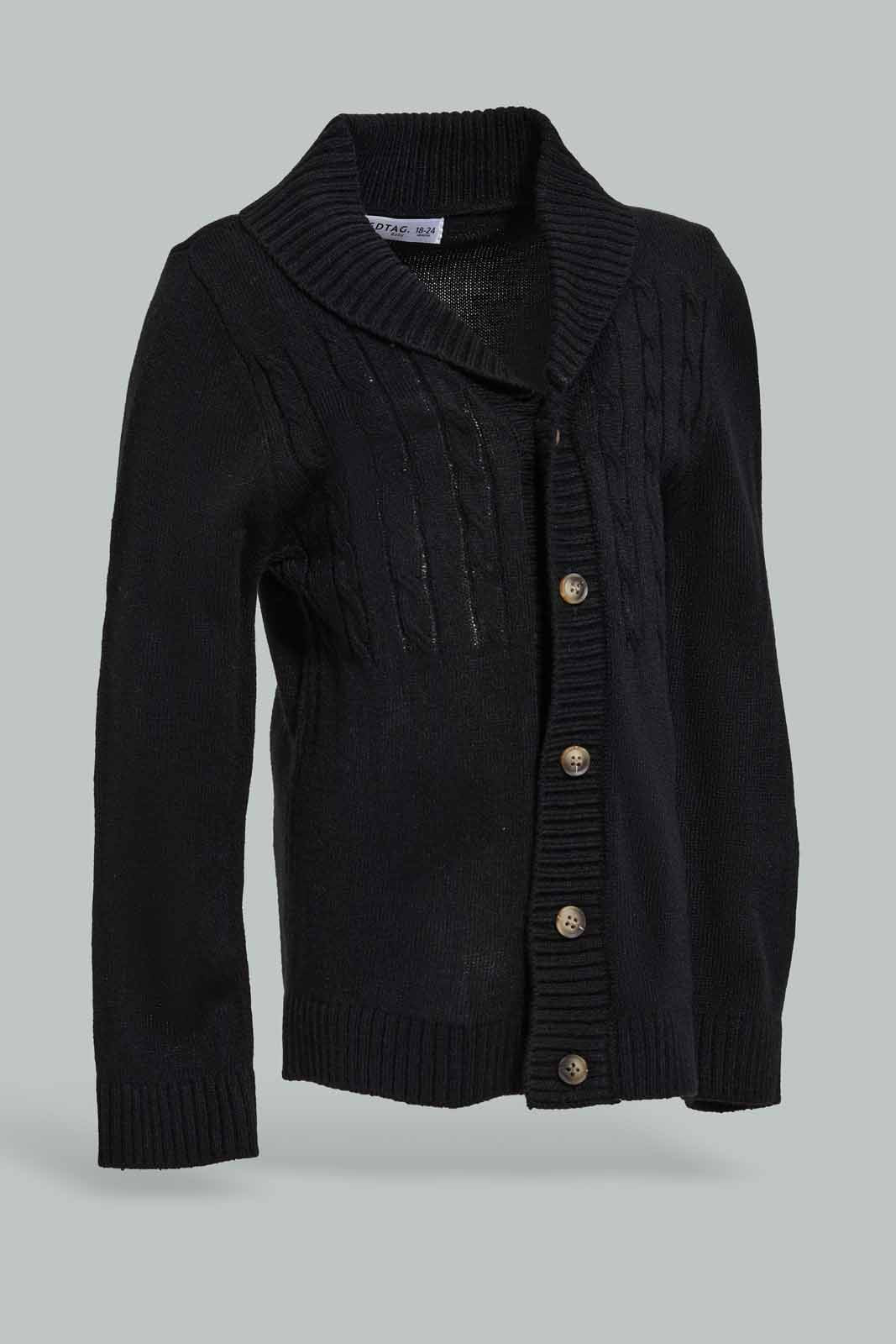 Redtag-Button-Up-Navy-Fairisle-With-Roll-Up-Collar-Cardigan-Category:Cardigans,-Colour:Navy,-Deals:New-In,-Filter:Infant-Boys-(3-to-24-Mths),-INB-Cardigans,-New-In-INB-APL,-Non-Sale,-Section:Boys-(0-to-14Yrs),-W22B-Infant-Boys-3 to 24 Months