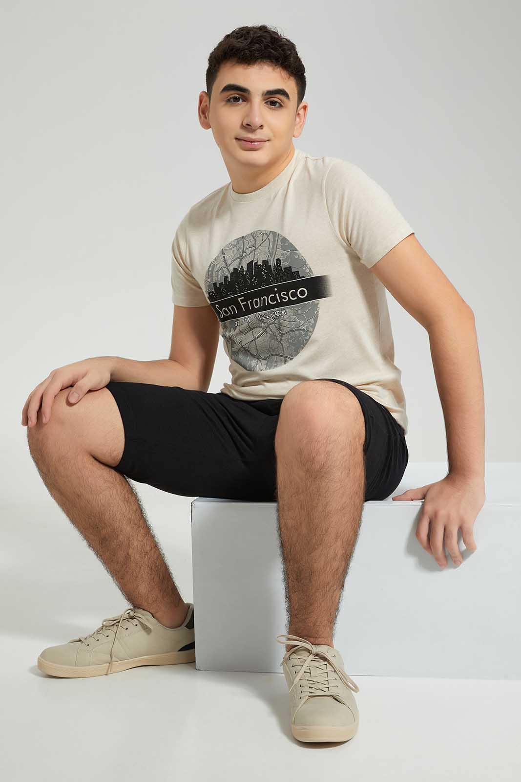 Redtag-Beige-San-Francisco-Graphic-Tee-BSR-T-Shirts,-Category:T-Shirts,-Colour:Beige,-Deals:New-In,-Filter:Senior-Boys-(8-to-14-Yrs),-New-In-BSR-APL,-Non-Sale,-Section:Boys-(0-to-14Yrs),-TBL,-W22A-Senior-Boys-9 to 14 Years