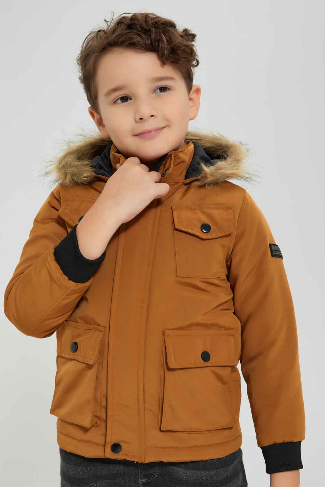 Redtag-Tan-Hooded-Parka-Jacket-BOY-Jackets,-Category:Jackets,-Colour:Tan,-Deals:New-In,-Dept:Boys,-EHW,-Filter:Boys-(2-to-8-Yrs),-New-In-BOY-APL,-Non-Sale,-Section:Boys-(0-to-14Yrs),-W22B-Boys-2 to 8 Years
