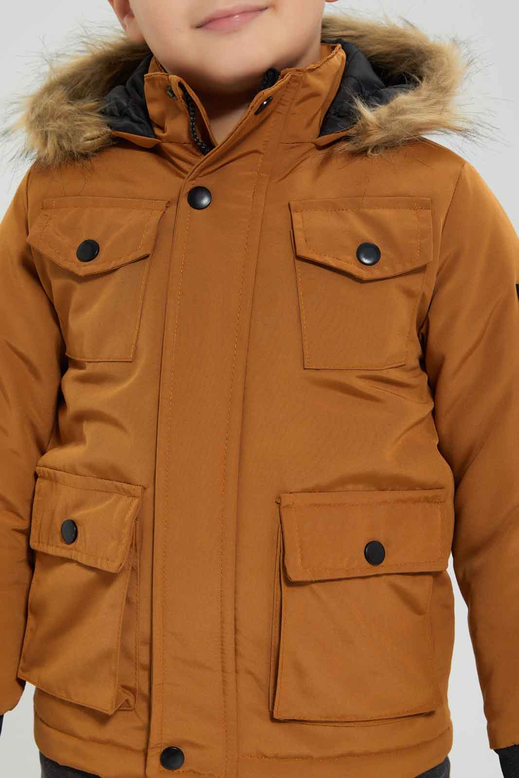 Redtag-Tan-Hooded-Parka-Jacket-BOY-Jackets,-Category:Jackets,-Colour:Tan,-Deals:New-In,-Dept:Boys,-EHW,-Filter:Boys-(2-to-8-Yrs),-New-In-BOY-APL,-Non-Sale,-Section:Boys-(0-to-14Yrs),-W22B-Boys-2 to 8 Years