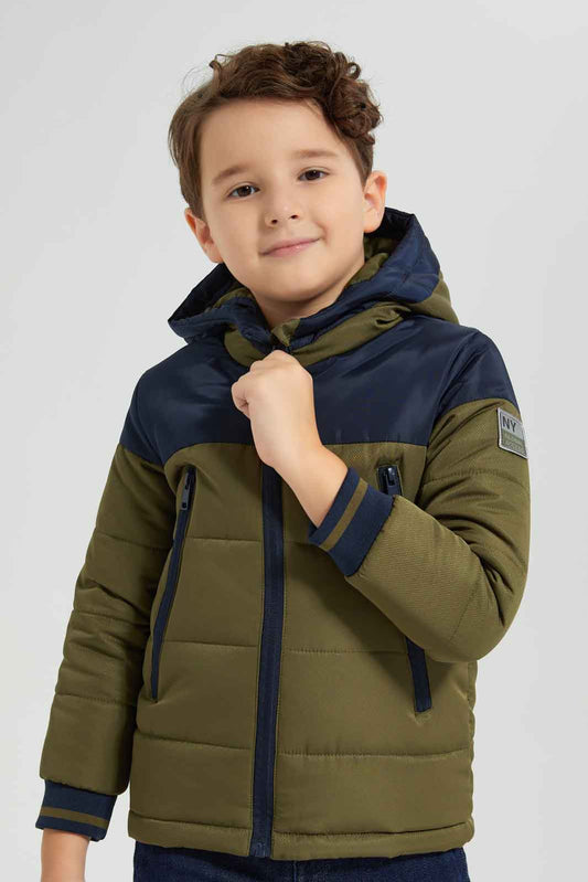 Redtag-Olive-Panelled-Hooded-Fleece-Lined-Jacket-BOY-Jackets,-Category:Jackets,-Colour:Green,-Deals:New-In,-Dept:Boys,-EHW,-Filter:Boys-(2-to-8-Yrs),-New-In-BOY-APL,-Non-Sale,-Section:Boys-(0-to-14Yrs),-W22B-Boys-2 to 8 Years