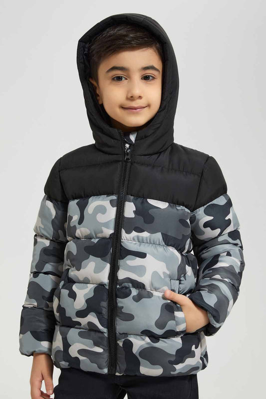 Redtag-Black-Printed-panelled-Padded-Jacket-BOY-Jackets,-Category:Jackets,-Colour:Black,-Deals:New-In,-EHW,-Filter:Boys-(2-to-8-Yrs),-New-In-BOY-APL,-Non-Sale,-Section:Boys-(0-to-14Yrs),-W22B-Boys-2 to 8 Years