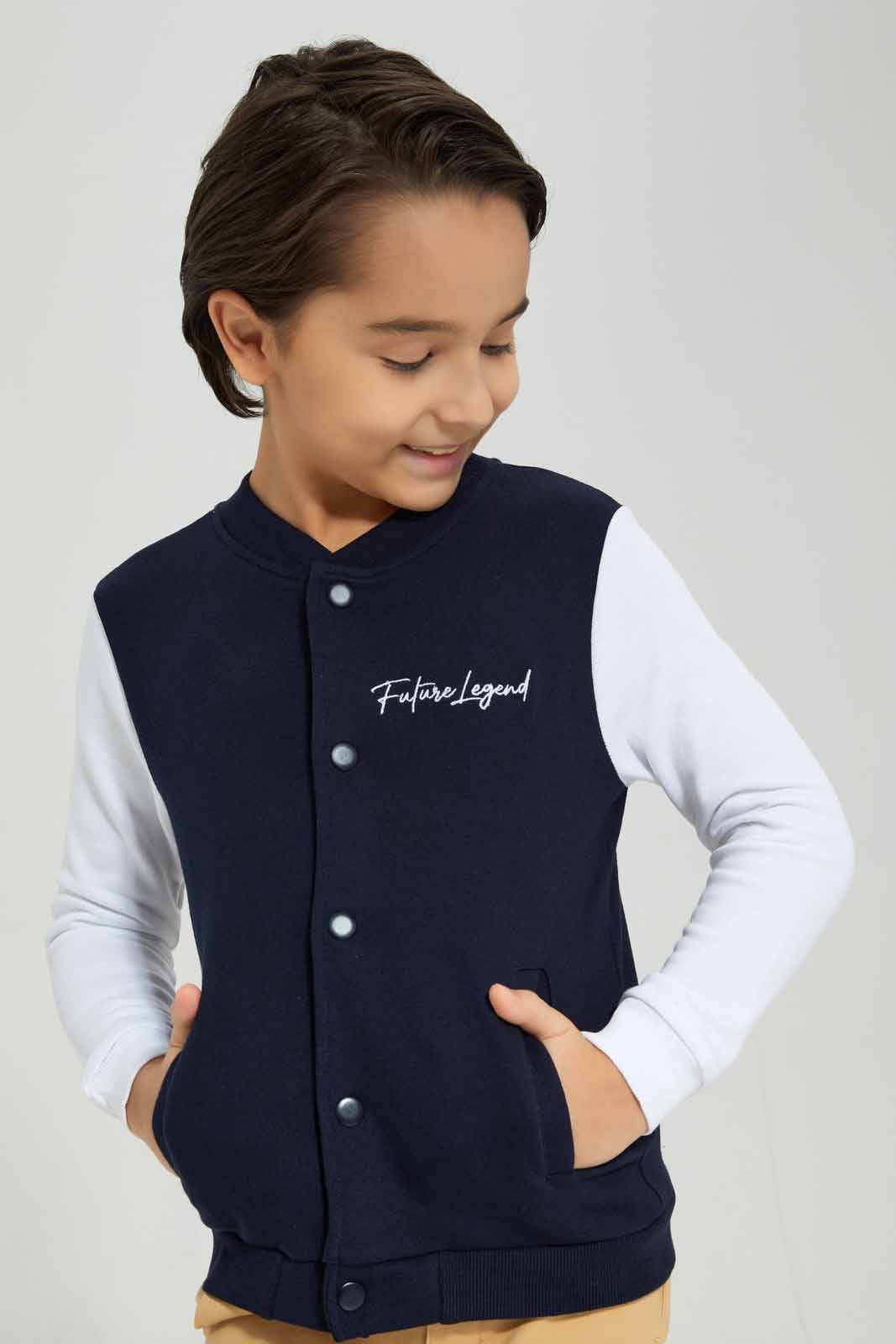 Boys Navy Baseball Jacket