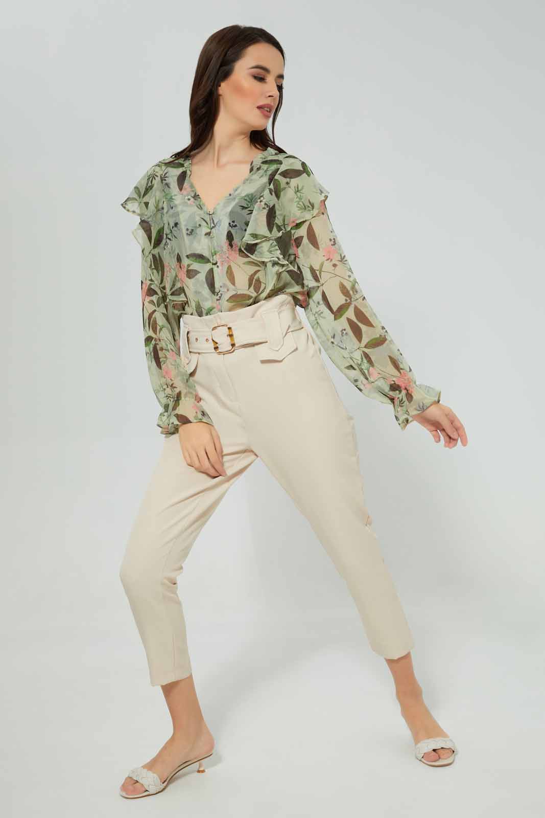 Redtag-Beige-Buckle-Detail-Paper-Bag-Waist-Trouser-Category:Trousers,-Colour:Beige,-Deals:New-In,-Filter:Women's-Clothing,-New-In-Women-APL,-Non-Sale,-Section:Women,-W22O,-Women-Trousers-Women's-