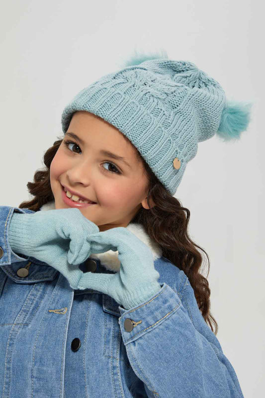 Redtag-Mint-Embellished-Set-Of-2-Knitted-Cap-&-Gloves-Category:Knitted-Accessories,-Colour:Mint,-Filter:Girls-Accessories,-GSR-Knitted-Accessories,-New-In,-New-In-GIR-ACC,-Non-Sale,-Section:Girls-(0-to-14Yrs),-W22B-Girls-