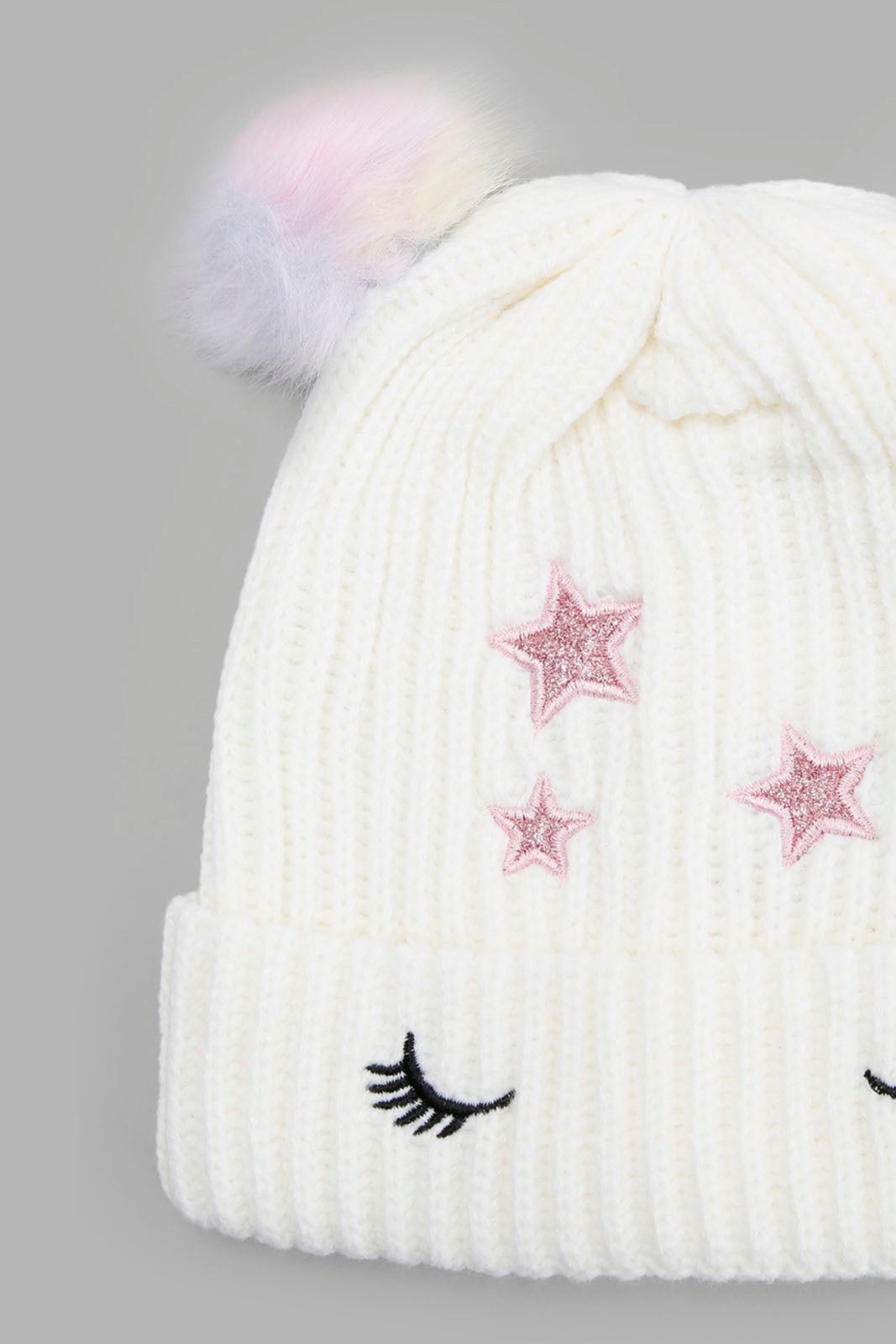 Redtag-White-Embellished-Set-Of-2-Knitted-Cap-&-Gloves-Category:Knitted-Accessories,-Colour:White,-Filter:Girls-Accessories,-GSR-Knitted-Accessories,-New-In,-New-In-GIR-ACC,-Non-Sale,-Section:Girls-(0-to-14Yrs),-W22B-Girls-