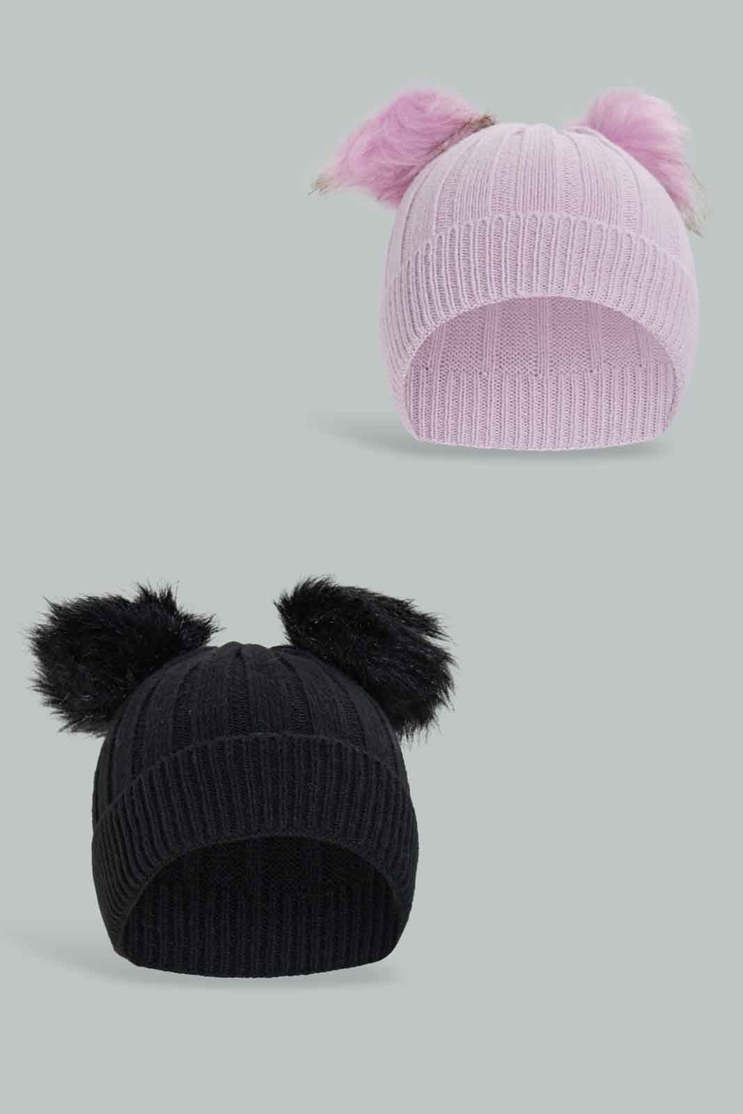 Redtag-Multi-Colour-Pom-Pom-Embellished-Cap-Category:Caps-&-Hats,-Colour:Assorted,-Dept:Girls,-Filter:Girls-Accessories,-GIR-Caps-&-Hats,-New-In,-New-In-GIR-ACC,-Non-Sale,-Section:Girls-(0-to-14Yrs),-W22B-Girls-