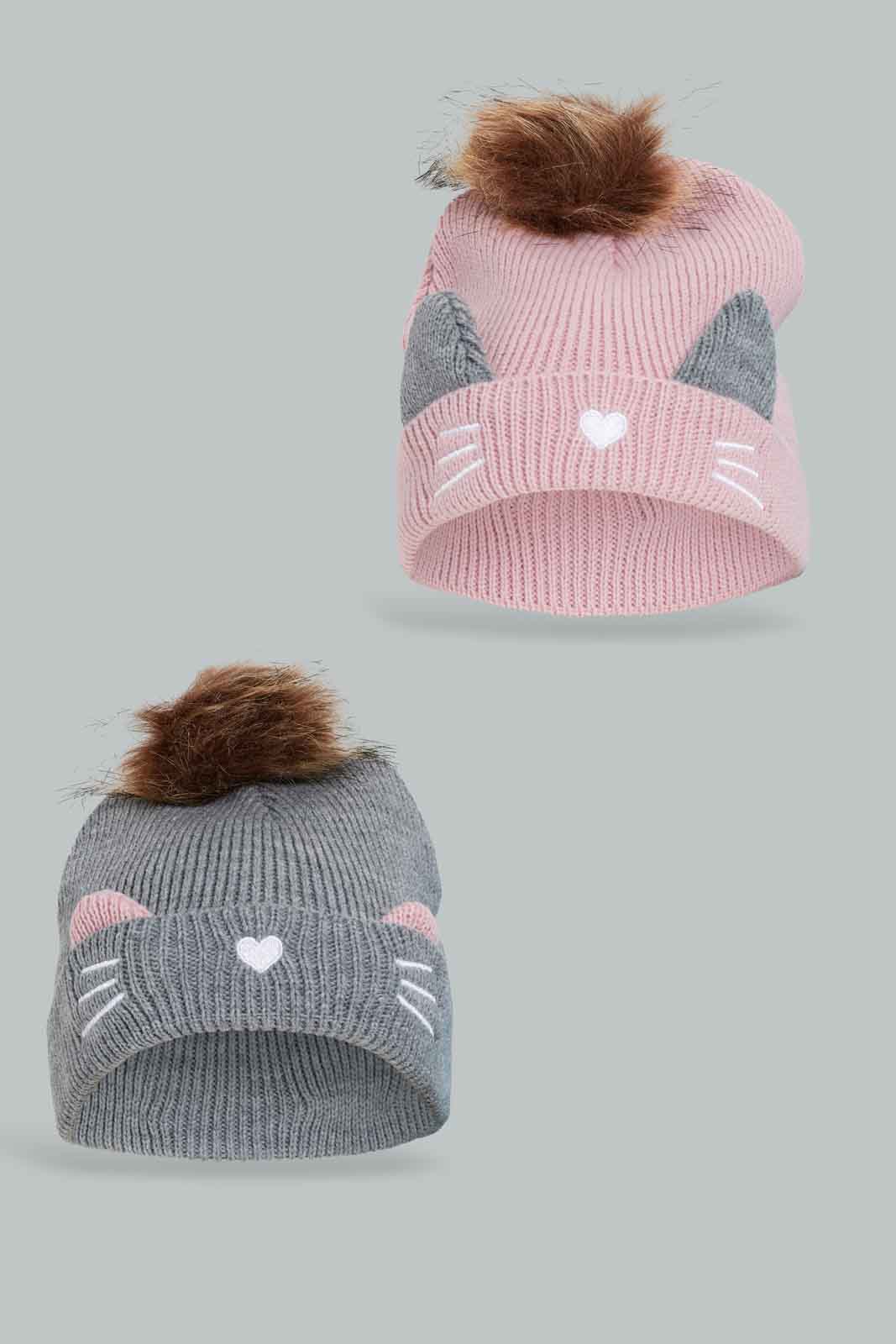 Redtag-Multi-Colour-Pom-Pom-Embellished-Cap-Category:Caps-&-Hats,-Colour:Assorted,-Dept:Girls,-Filter:Girls-Accessories,-GIR-Caps-&-Hats,-New-In,-New-In-GIR-ACC,-Non-Sale,-Section:Girls-(0-to-14Yrs),-W22B-Girls-