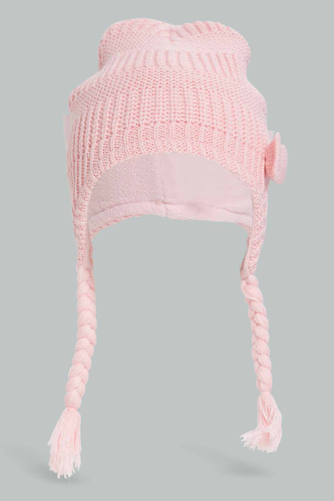 Redtag-Pink-And-White-Knitted-Cap-Set-Of-2-Category:Knitted-Accessories,-Colour:Assorted,-Filter:Girls-Accessories,-GIR-Knitted-Accessories,-New-In,-New-In-GIR-ACC,-Non-Sale,-Section:Girls-(0-to-14Yrs),-W22B-Girls-