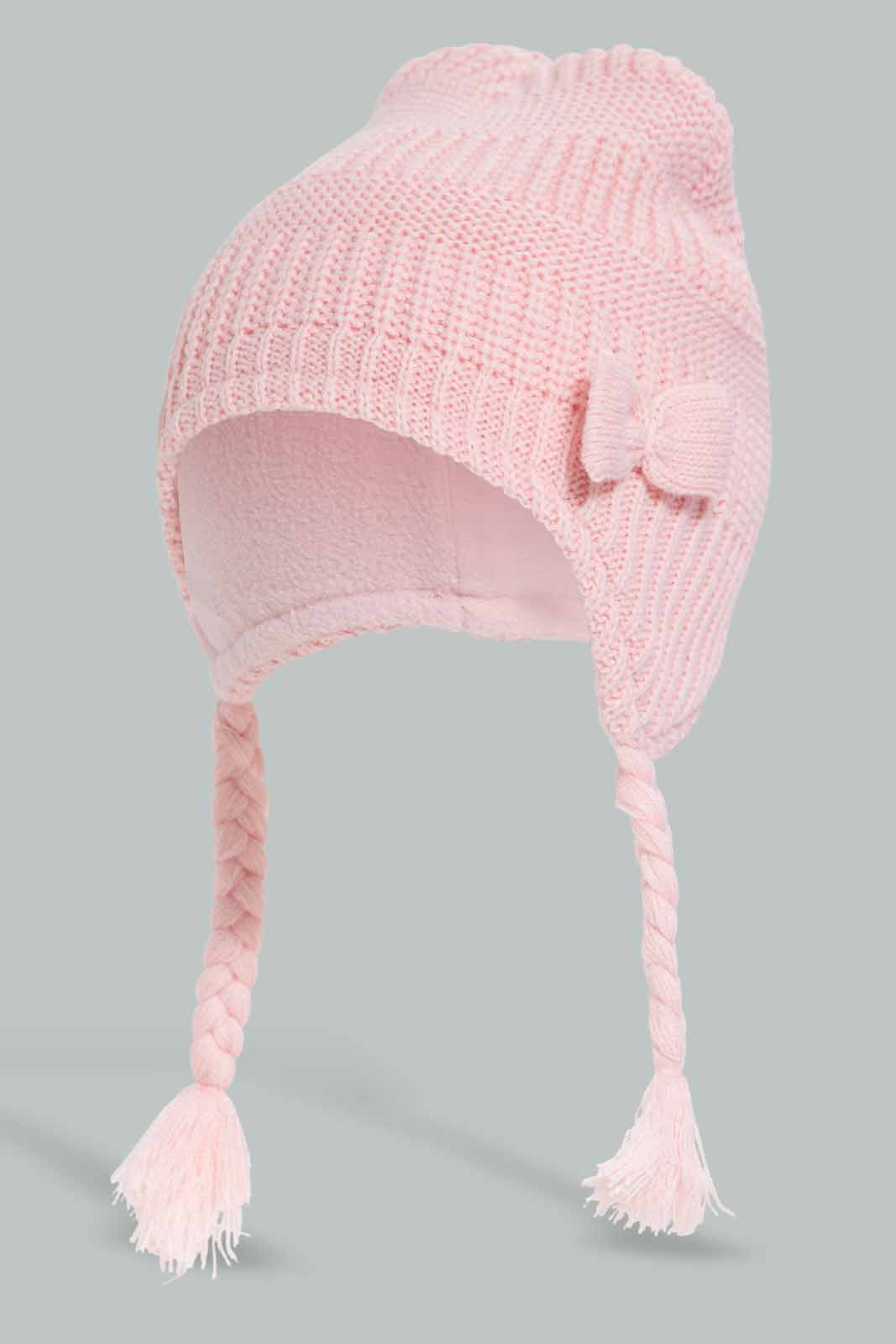 Redtag-Pink-And-White-Knitted-Cap-Set-Of-2-Category:Knitted-Accessories,-Colour:Assorted,-Filter:Girls-Accessories,-GIR-Knitted-Accessories,-New-In,-New-In-GIR-ACC,-Non-Sale,-Section:Girls-(0-to-14Yrs),-W22B-Girls-
