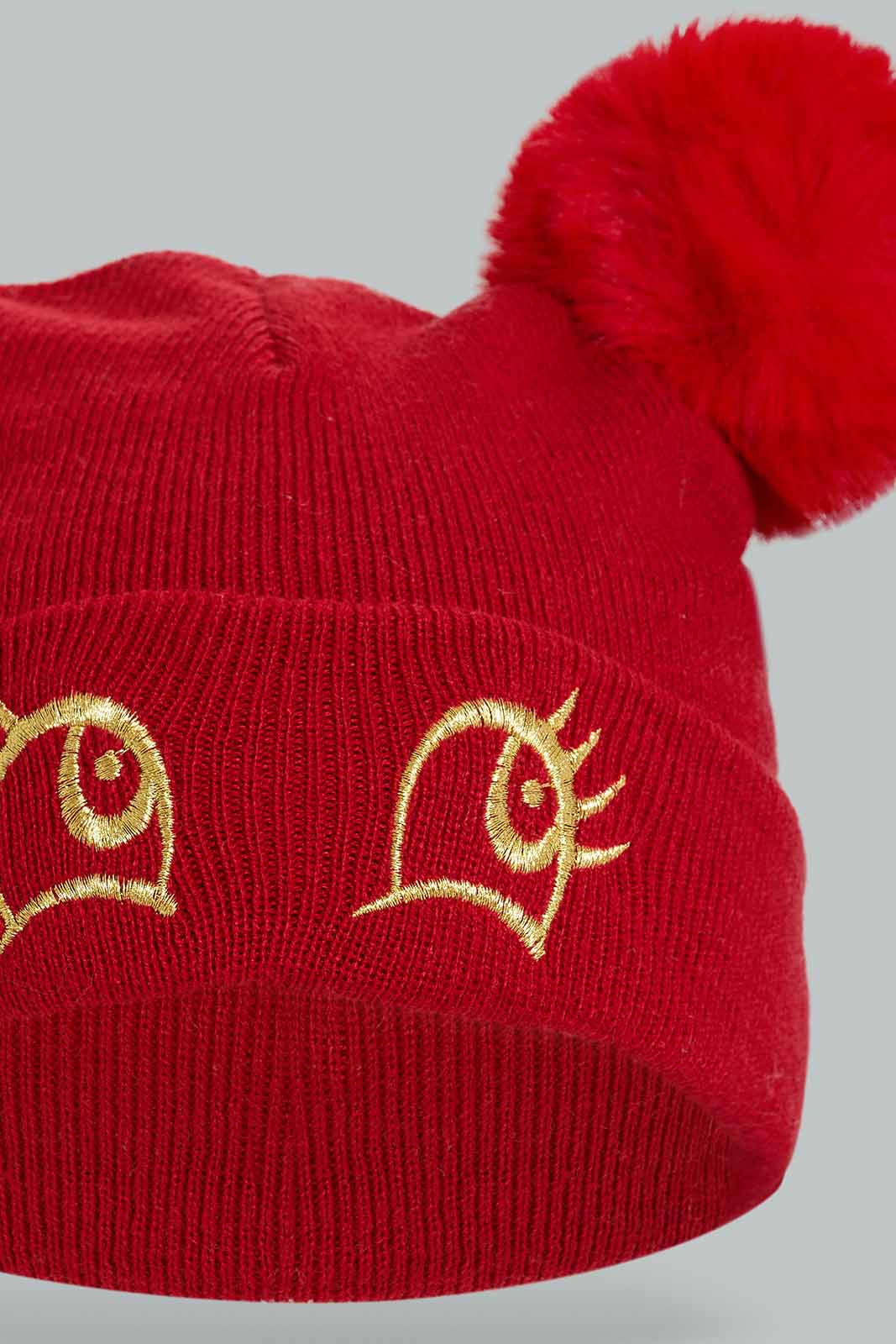 Redtag-White-And-Red-Knitted-Cap-Set-Of-2-Category:Knitted-Accessories,-Colour:Assorted,-Filter:Girls-Accessories,-GIR-Knitted-Accessories,-New-In,-New-In-GIR-ACC,-Non-Sale,-Section:Girls-(0-to-14Yrs),-W22B-Girls-