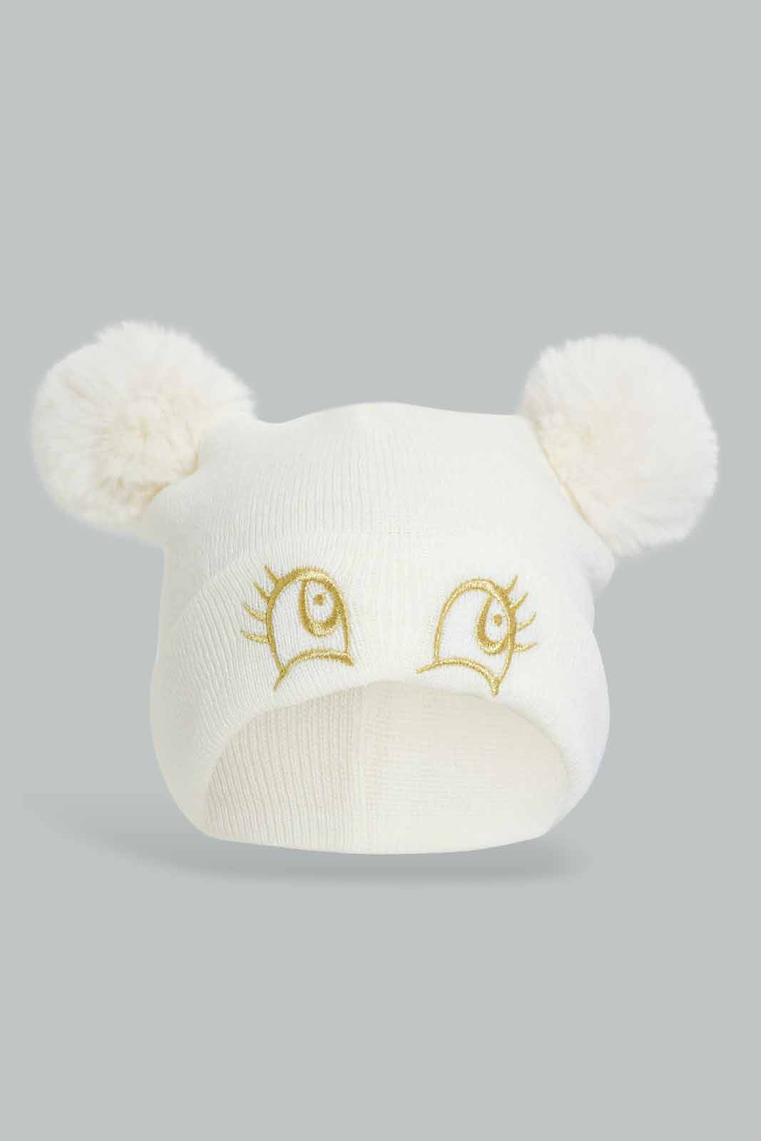 Redtag-White-And-Red-Knitted-Cap-Set-Of-2-Category:Knitted-Accessories,-Colour:Assorted,-Filter:Girls-Accessories,-GIR-Knitted-Accessories,-New-In,-New-In-GIR-ACC,-Non-Sale,-Section:Girls-(0-to-14Yrs),-W22B-Girls-