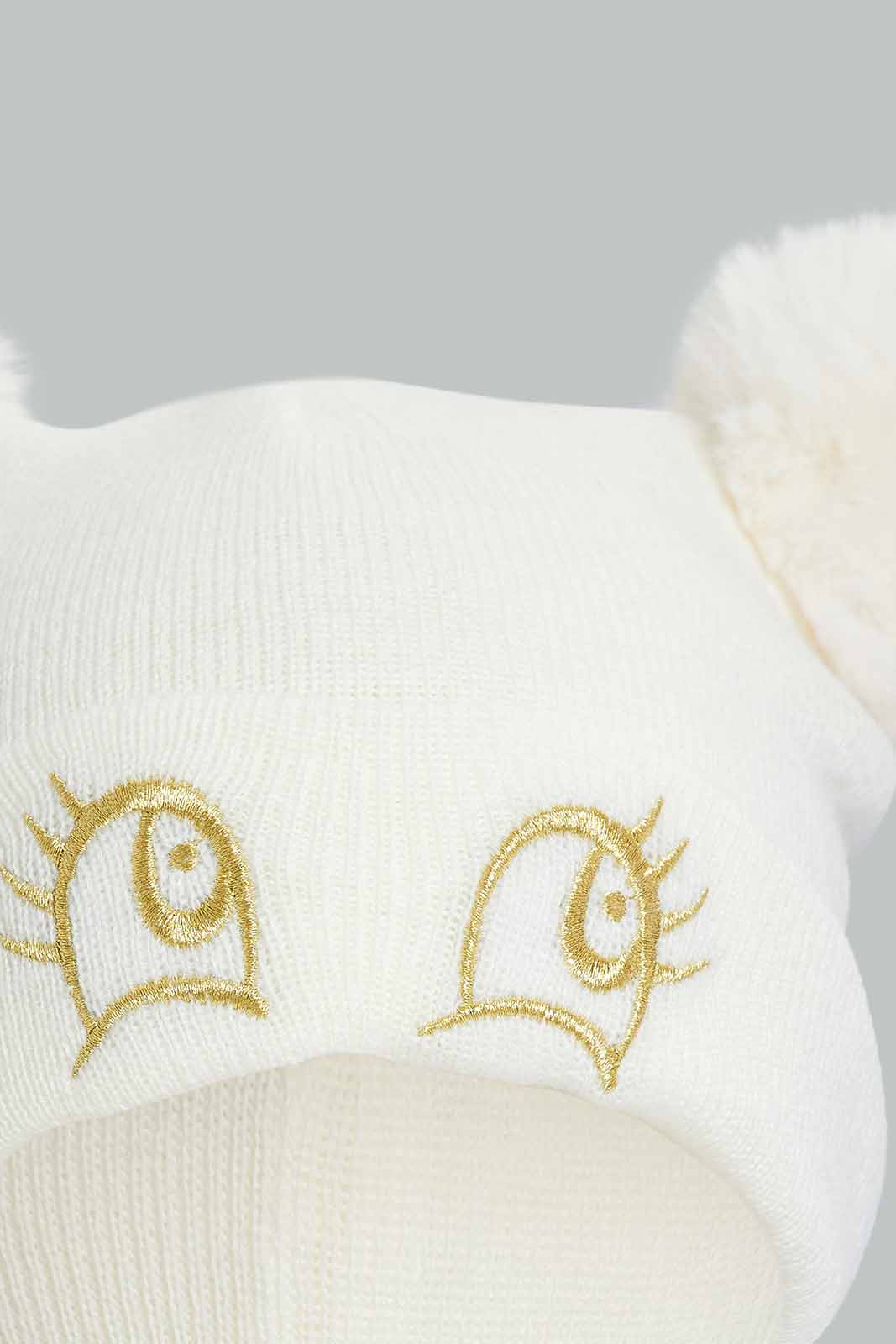 Redtag-White-And-Red-Knitted-Cap-Set-Of-2-Category:Knitted-Accessories,-Colour:Assorted,-Filter:Girls-Accessories,-GIR-Knitted-Accessories,-New-In,-New-In-GIR-ACC,-Non-Sale,-Section:Girls-(0-to-14Yrs),-W22B-Girls-