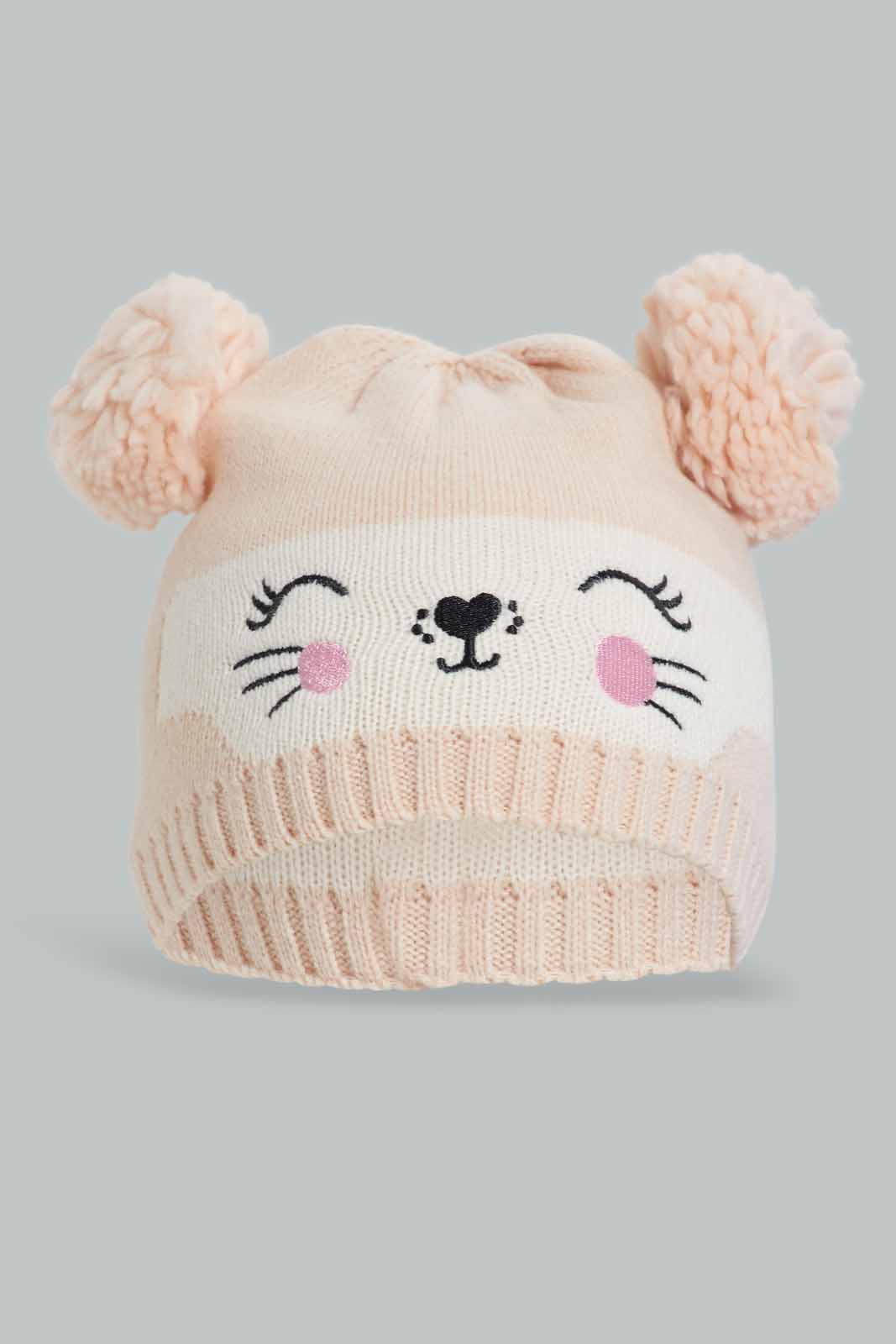 Redtag-Pink-And-Grey-Knitted-Cap-Set-Of-2-Category:Knitted-Accessories,-Colour:Assorted,-Filter:Girls-Accessories,-GIR-Knitted-Accessories,-New-In,-New-In-GIR-ACC,-Non-Sale,-Section:Girls-(0-to-14Yrs),-W22B-Girls-