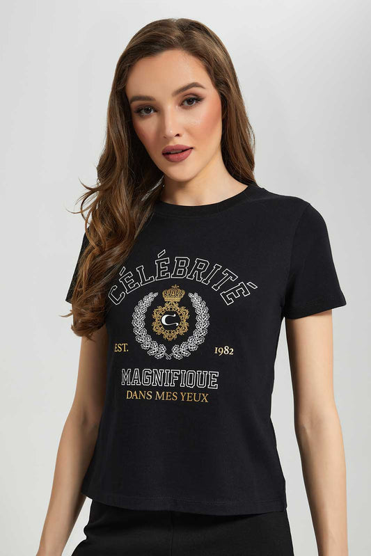 Redtag-Black-Tshirts-Category:T-Shirts,-Colour:Black,-Deals:New-In,-Filter:Women's-Clothing,-LDC,-LDC-T-Shirts,-New-In-LDC-APL,-Non-Sale,-Section:Women,-TBL,-W22B-Women's-