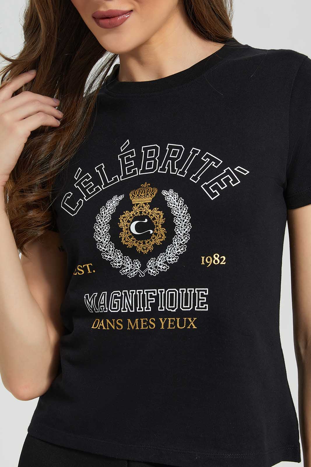 Redtag-Black-Tshirts-Category:T-Shirts,-Colour:Black,-Deals:New-In,-Filter:Women's-Clothing,-LDC,-LDC-T-Shirts,-New-In-LDC-APL,-Non-Sale,-Section:Women,-TBL,-W22B-Women's-