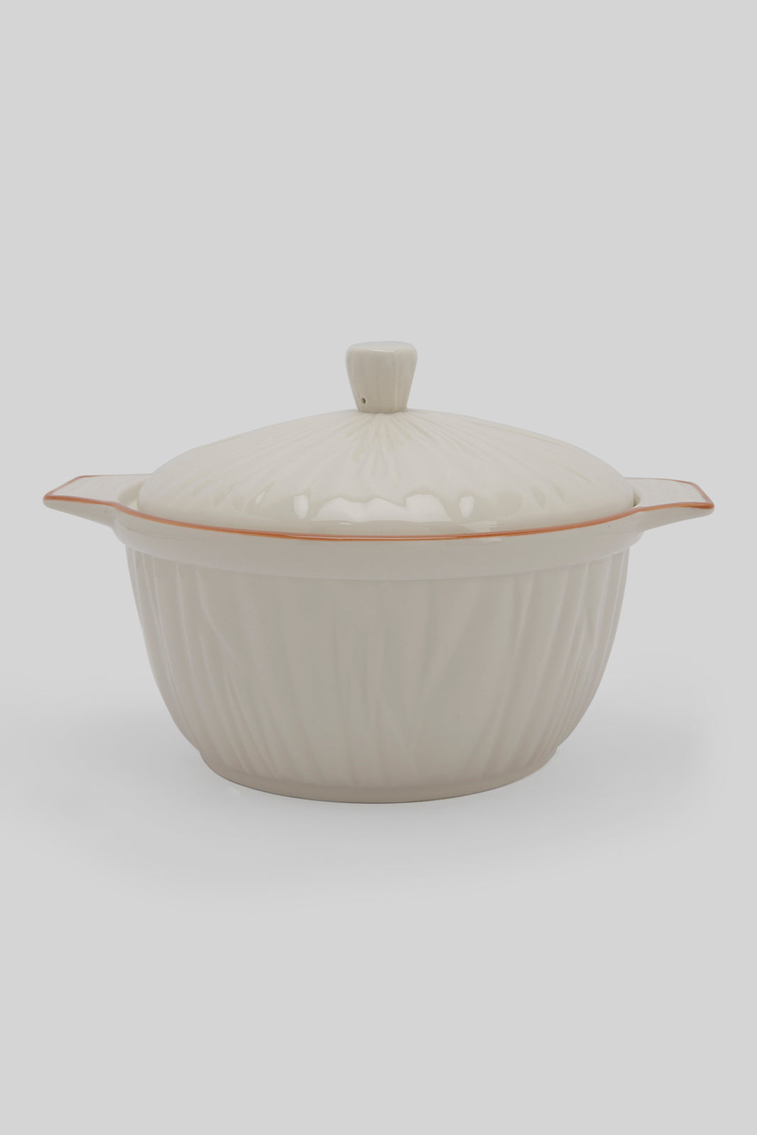 Redtag-White-Porcelain-Embossed-Tureen-With-Copper-Border-Category:Servewares,-Colour:White,-Deals:New-In,-Dept:Home,-Filter:Home-Dining,-HMW-DIN-Serveware,-New-In-HMW-DIN,-Non-Sale,-Section:Homewares,-W22B-Home-Dining-