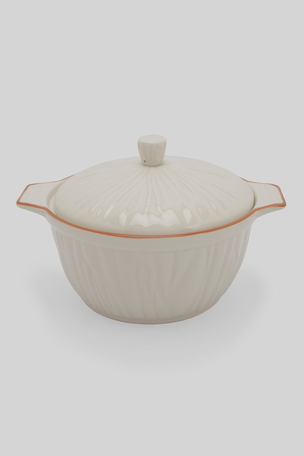 Redtag-White-Porcelain-Embossed-Tureen-With-Copper-Border-Category:Servewares,-Colour:White,-Deals:New-In,-Dept:Home,-Filter:Home-Dining,-HMW-DIN-Serveware,-New-In-HMW-DIN,-Non-Sale,-Section:Homewares,-W22B-Home-Dining-