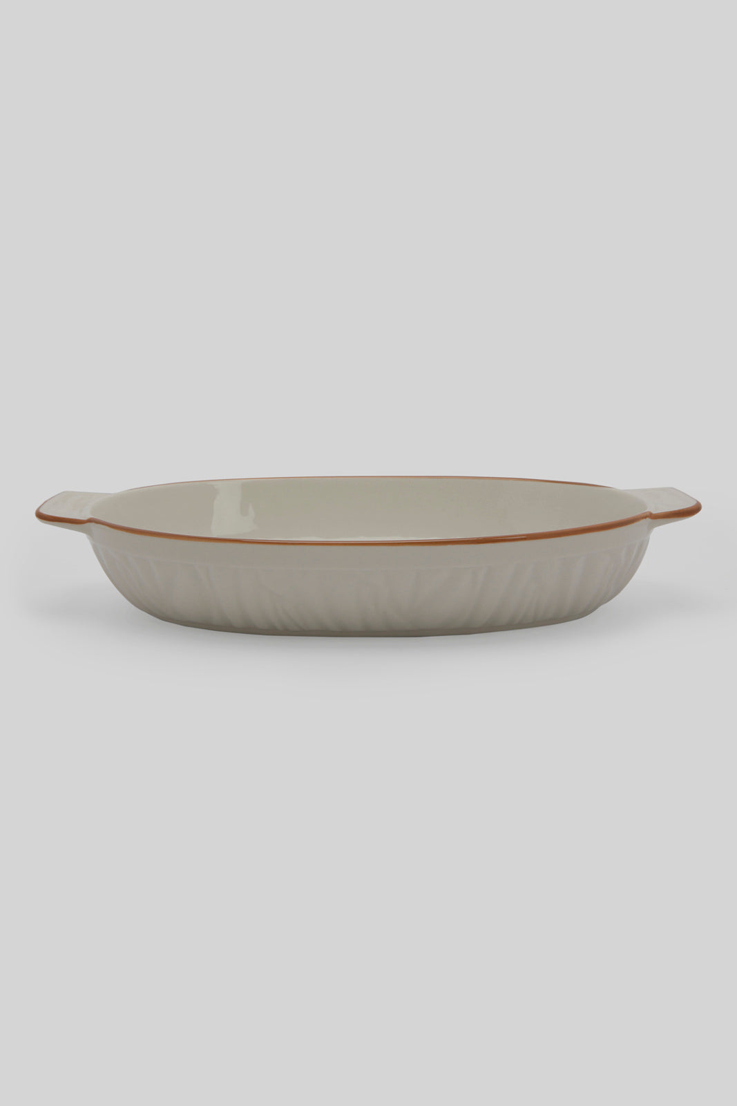 Redtag-White-Porcelain-Embossed-Oval-Dish-With-Copper-Border-Category:Servewares,-Colour:White,-Deals:New-In,-Filter:Home-Dining,-HMW-DIN-Serveware,-New-In-HMW-DIN,-Non-Sale,-Section:Homewares,-W22B-Home-Dining-