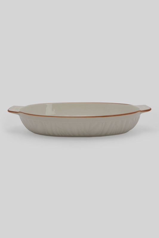 Redtag-White-Porcelain-Embossed-Oval-Dish-With-Copper-Border-Category:Servewares,-Colour:White,-Deals:New-In,-Filter:Home-Dining,-HMW-DIN-Serveware,-New-In-HMW-DIN,-Non-Sale,-Section:Homewares,-W22B-Home-Dining-