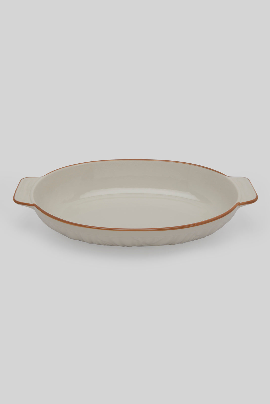 Redtag-White-Porcelain-Embossed-Oval-Dish-With-Copper-Border-Category:Servewares,-Colour:White,-Deals:New-In,-Filter:Home-Dining,-HMW-DIN-Serveware,-New-In-HMW-DIN,-Non-Sale,-Section:Homewares,-W22B-Home-Dining-